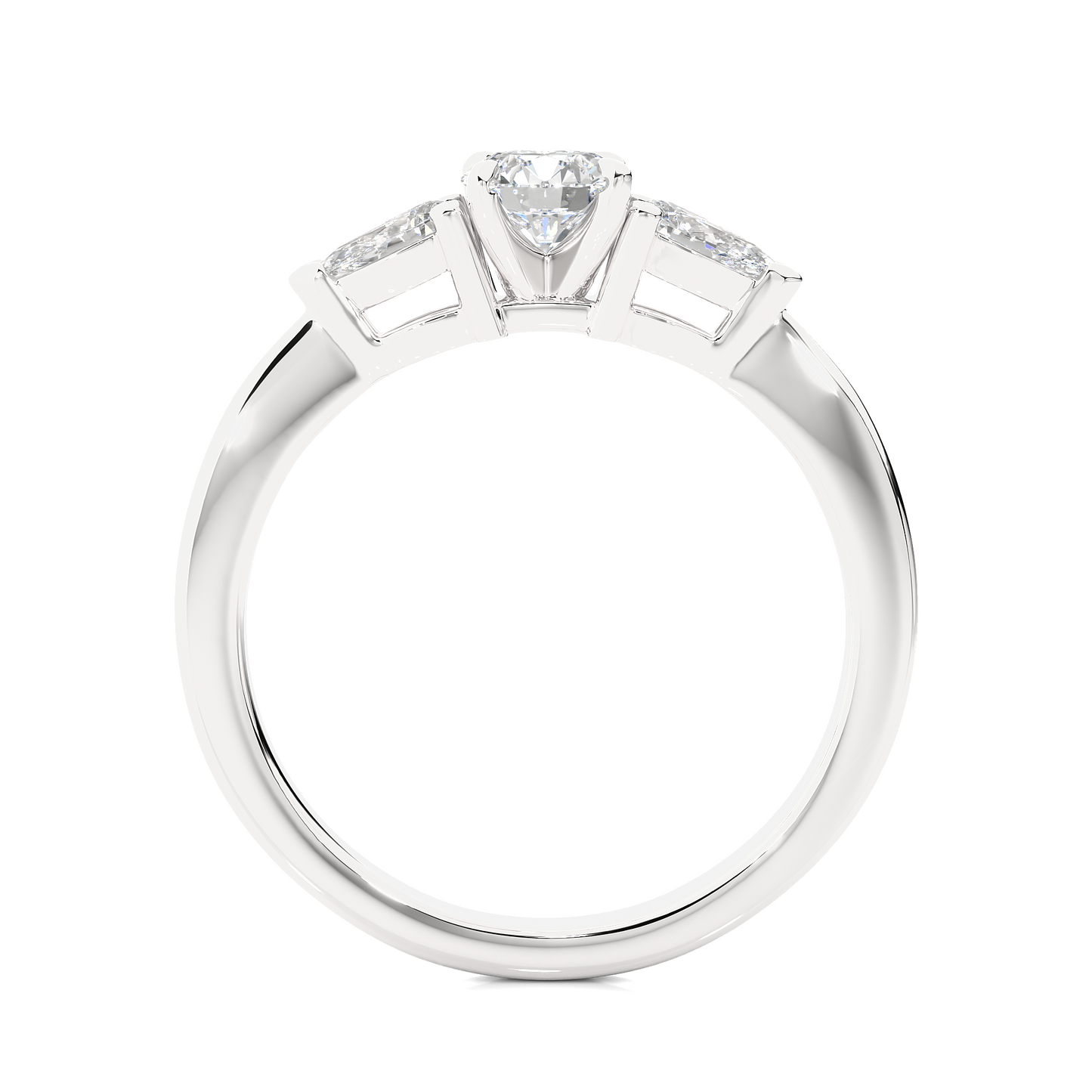 1.16 Ct Round Cut E-VS1 Lab Grown Diamond Three Stone Engagement Ring/Wedding Ring/E Color/VS Clarity/1 Ct Diamond Ring/CVD Diamond Ring/Round Cut Diamond/Pear Diamond Side Stone/Prong Set/Three Stone Set/Halo Set/10k Gold/14k Gold/18k Gold/Yellow Gold/White Gold/Rose Gold/Anniversary Gift