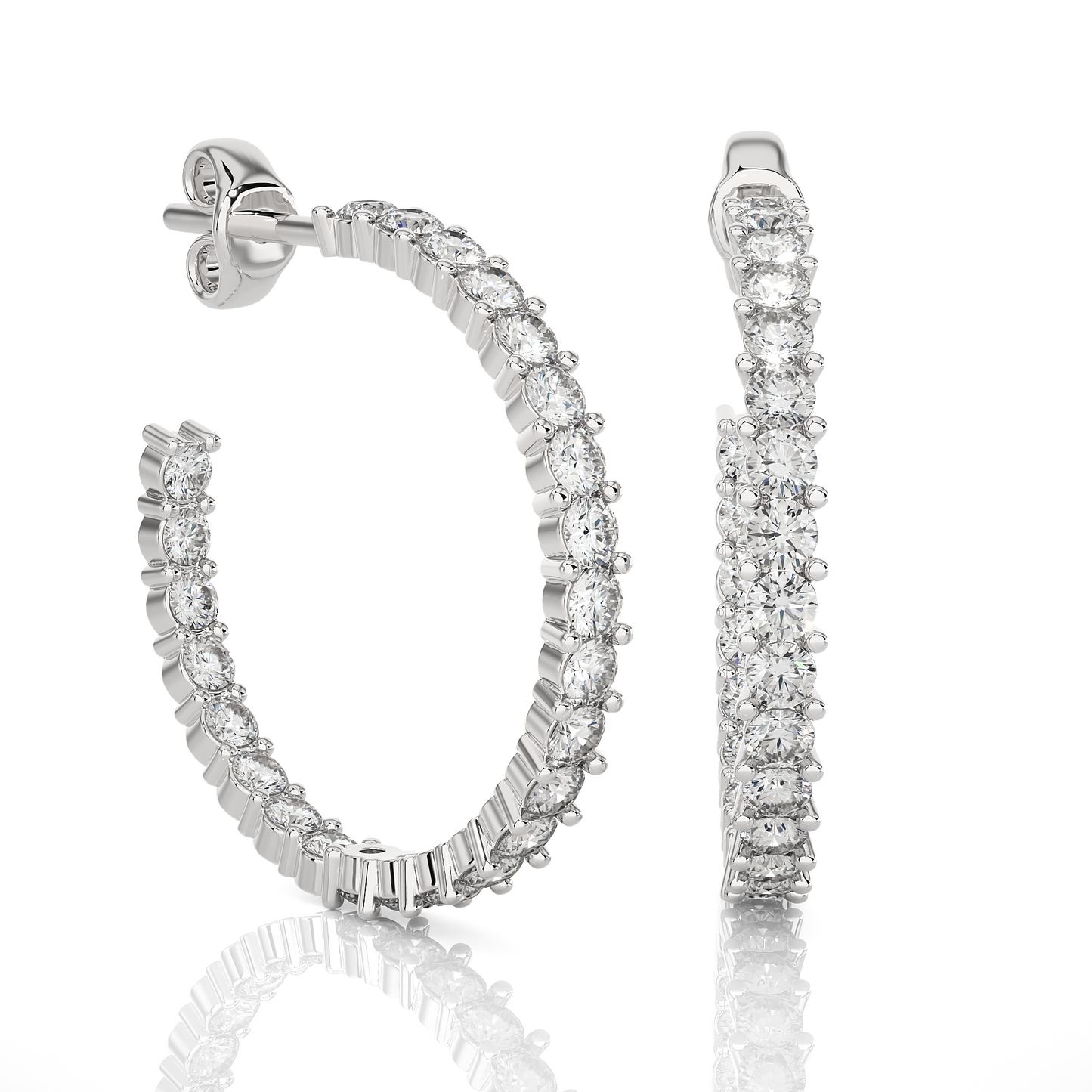 Inside-Out Hoops/Round Stone Earrings/Gold CVD Diamond Earring/Anniversary Gift/Solitaire Diamond Stud Earring/1 Ct Diamond Earring/Prong Setting/igi Certified/Stud Earring/Ethical Diamond/Silver Earring/Gold Earring/CVD Diamond Earring/E Color Diamond/VS Clarity Diamond/Manmade Diamond/Lab Grown Diamond/Round Cut Diamond