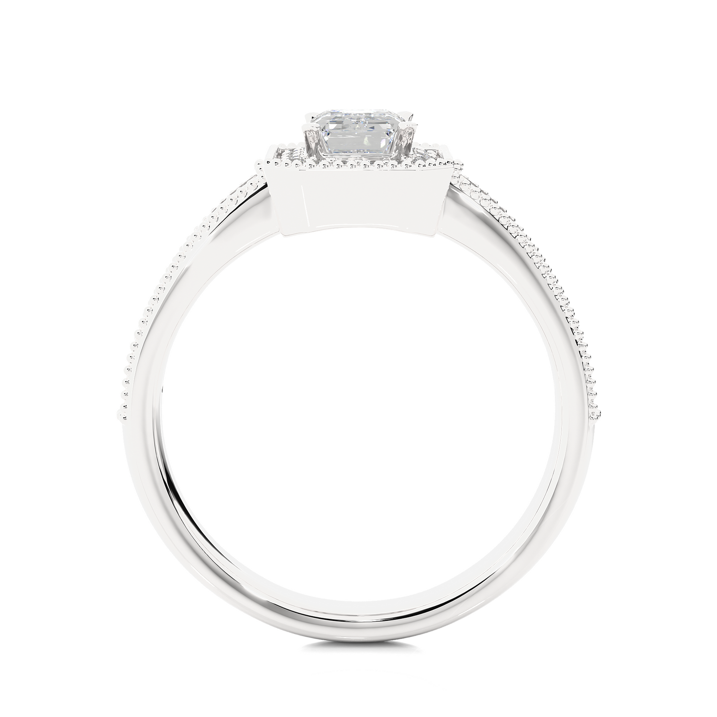 1.22 Ct Emerald Cut F-VS1 Lab Grown Diamond Halo Engagement Ring/Wedding Ring/F Color/VS Clarity/1 Ct Diamond Ring/CVD Diamond Ring/Emerald Cut Diamond/Round Diamond Side Stone/Prong Set/Pave Set/Halo Set/10k Gold/14k Gold/18k Gold/Yellow Gold/White Gold/Rose Gold/Anniversary Gift
