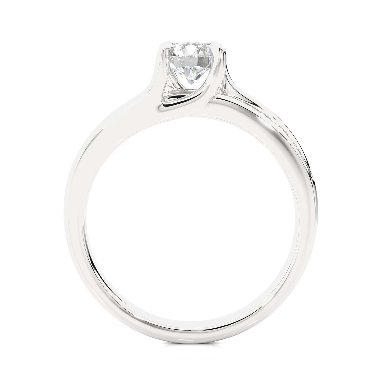 1.02 CT E-VS1 Round Cut Lab Grown Diamond Engagement Ring in Chanel Shank/Wedding Ring/E Color/VS Clarity/1 Ct Diamond Ring/CVD Diamond Ring/Round Cut Diamond/Round Diamond Side Stone/Prong Set/Pave Set/10k Gold/14k Gold/18k Gold/Yellow Gold/White Gold/Rose Gold/Anniversary Gift