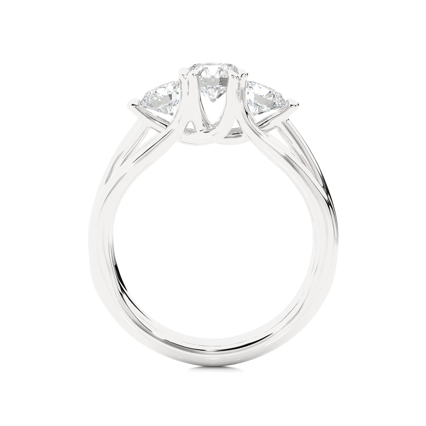 1.15 Ct Round Cut E-VS1 Lab Grown Diamond Gold Engagement Ring/Wedding Ring/E Color/VS Clarity/1 Ct Diamond Ring/CVD Diamond Ring/Round Cut Diamond/Round Diamond Side Stone/Prong Set/Three Stone Set/10k Gold/14k Gold/18k Gold/Yellow Gold/White Gold/Rose Gold/Anniversary Gift