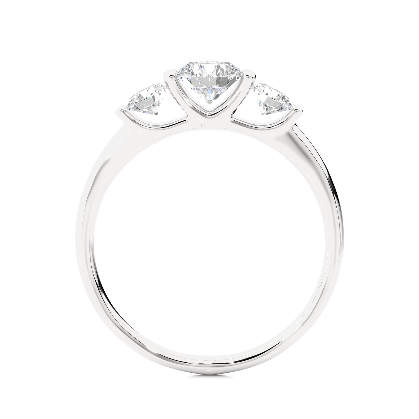 1.0 Ct Round Cut E-VS1 Lab Grown Diamond Three Stone Engagement Ring/Wedding Ring/E Color/VS Clarity/1 Ct Diamond Ring/CVD Diamond Ring/Round Cut Diamond/Round Diamond Side Stone/Prong Set/Three Stone Set/Bar Set/10k Gold/14k Gold/18k Gold/Yellow Gold/White Gold/Rose Gold/Anniversary Gift