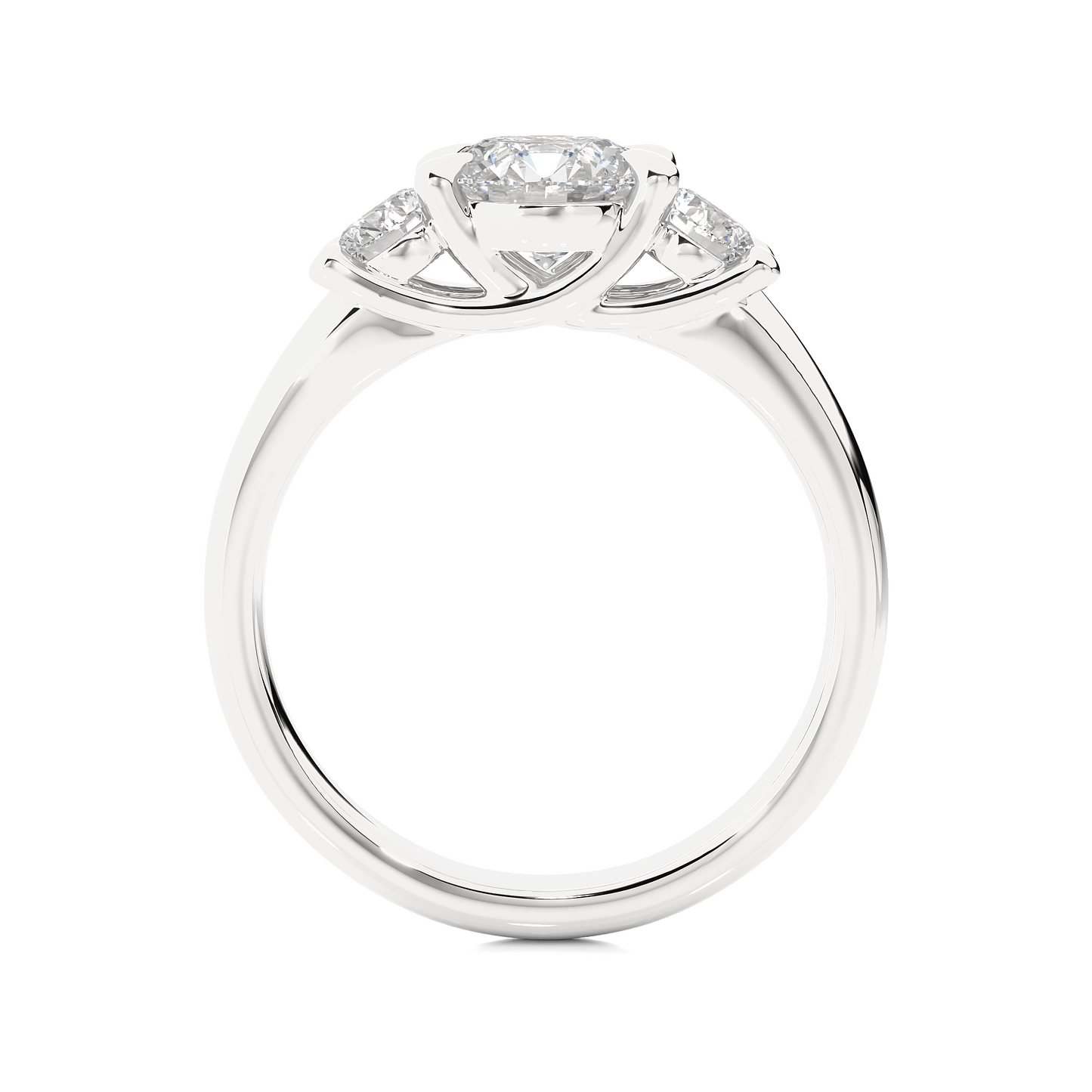 1.35 Ct Round Cut E-VS Lab Grown Diamond Three Stone Engagement Ring/Wedding Ring/E Color/VS Clarity/1 Ct Diamond Ring/CVD Diamond Ring/Round Cut Diamond/Round Diamond Side Stone/Prong Set/Three Stone Set/10k Gold/14k Gold/18k Gold/Yellow Gold/White Gold/Rose Gold/Anniversary Gift