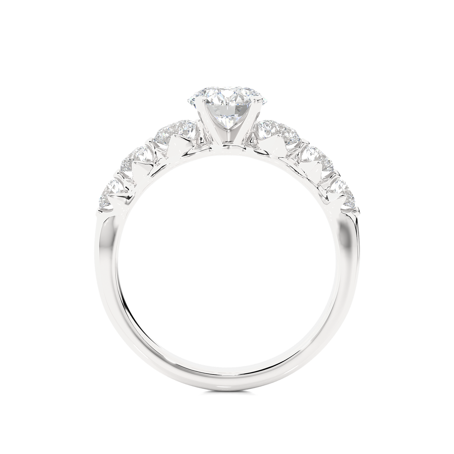 1.16 Ct Round Cut E-VS1 Lab Grown Diamond Gold Engagement Ring/Wedding Ring/E Color/VS Clarity/1 Ct Diamond Ring/CVD Diamond Ring/Round Cut Diamond/Round Diamond Side Stone/Prong Set/Pave Set/10k Gold/14k Gold/18k Gold/Yellow Gold/White Gold/Rose Gold/Anniversary Gift