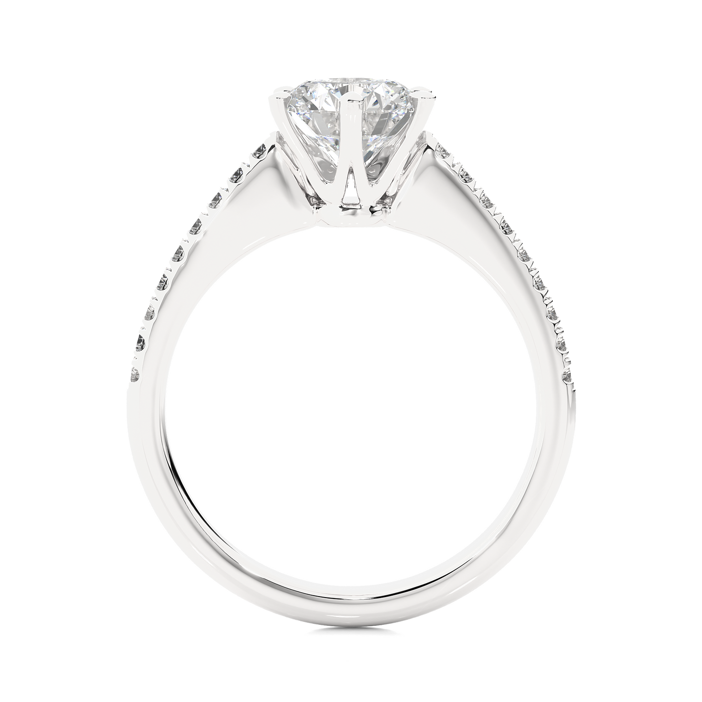 1.78 Ct Round Cut Lab Grown Diamond Six Prong Engagement Ring/Wedding Ring/F Color/VS Clarity/1 Ct Diamond Ring/CVD Diamond Ring/Round Cut Diamond/Round Diamond Side Stone/Prong Set/Pave Set/10k Gold/14k Gold/18k Gold/Yellow Gold/White Gold/Rose Gold/Anniversary Gift