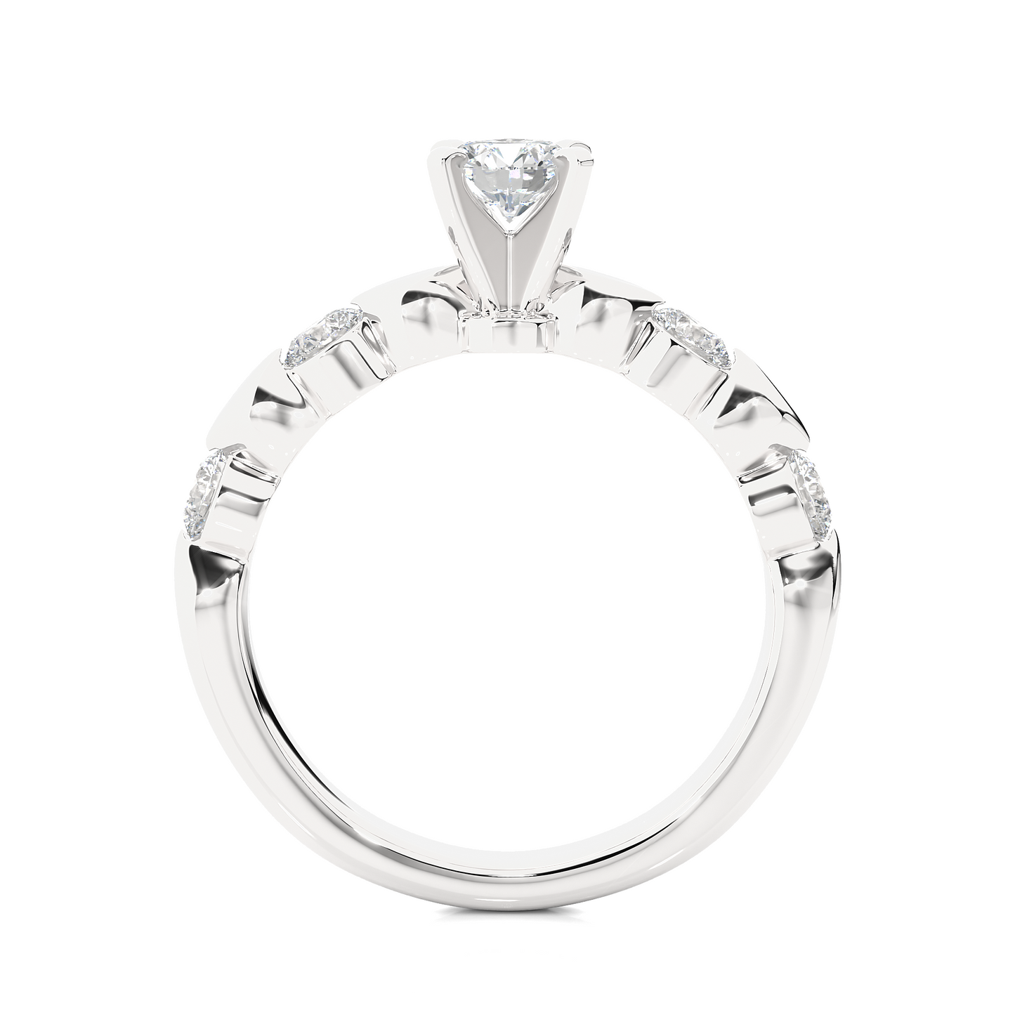 1.01 CT Round Cut Lab Grown Diamond Engagement Ring in Mil-Grain Shank/Wedding Ring/F Color/VS Clarity/1 Ct Diamond Ring/CVD Diamond Ring/Round Cut Diamond/Round Diamond Side Stone/Prong Set/Pave Set/10k Gold/14k Gold/18k Gold/Yellow Gold/White Gold/Rose Gold/Anniversary Gift