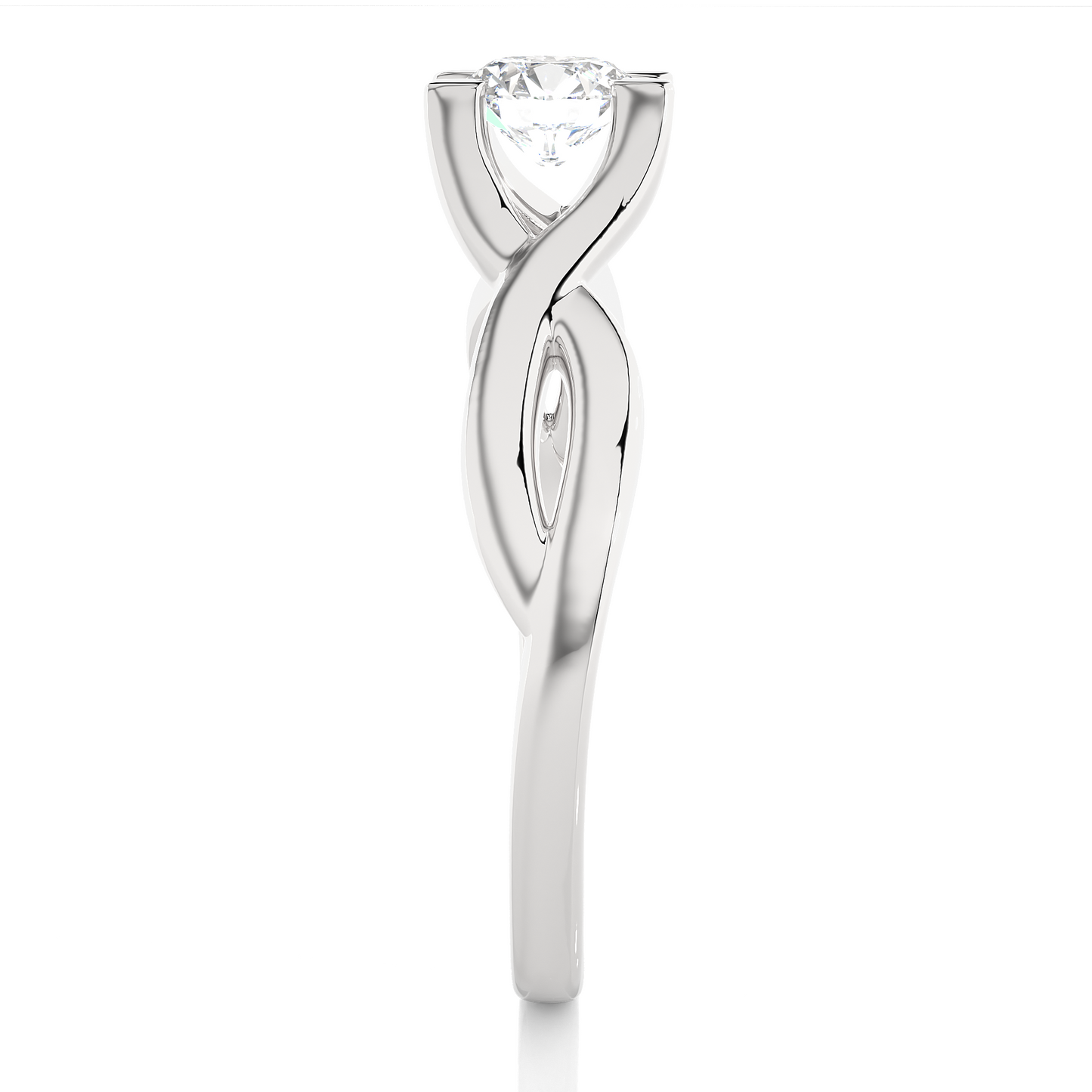1.03 CT Round Cut Lab Grown Diamond Solitaire Engagement Ring/Round Cut Diamond/1 Ct Diamond Ring/CVD Diamond Ring/Crossover Shank/E Color/VS Clarity/10k Gold/14k Gold/18k Gold/Rose Gold/White Gold/Yellow Gold/Prong Setting