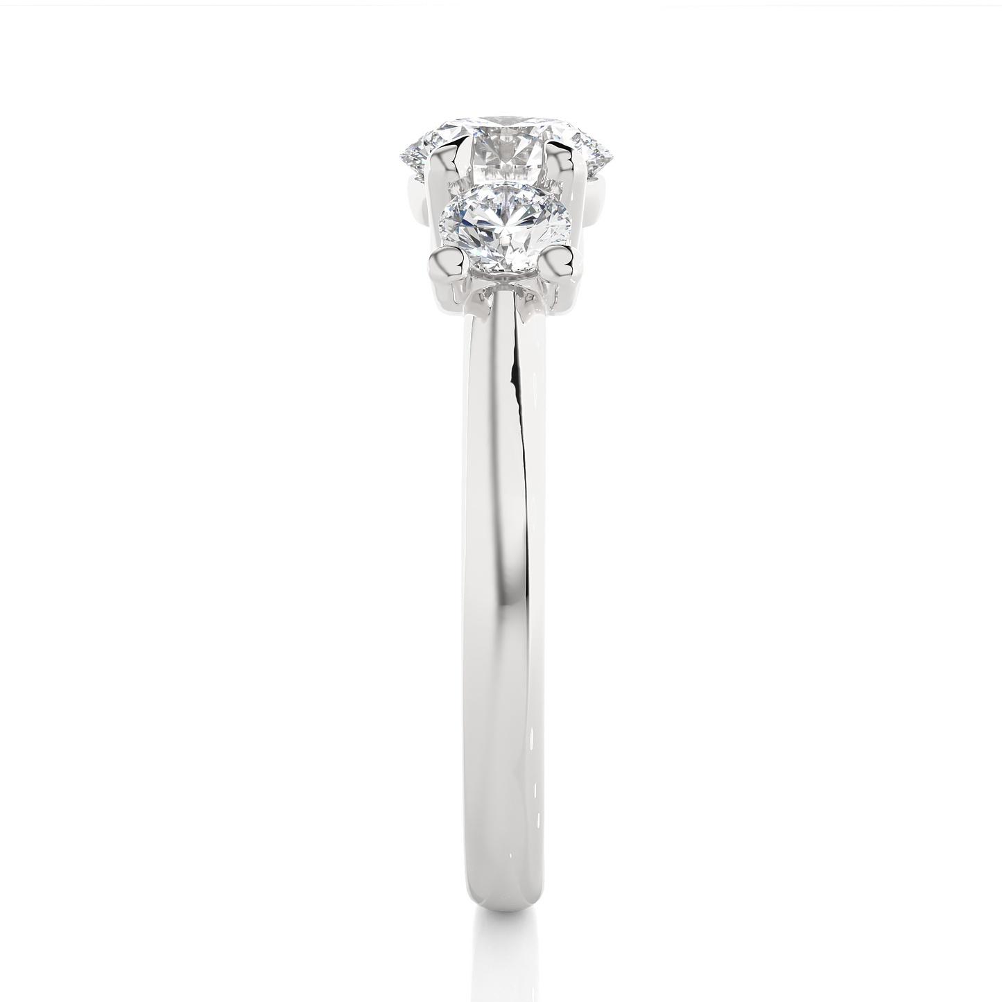 1.35 Ct Round Cut E-VS Lab Grown Diamond Three Stone Engagement Ring/Wedding Ring/E Color/VS Clarity/1 Ct Diamond Ring/CVD Diamond Ring/Round Cut Diamond/Round Diamond Side Stone/Prong Set/Three Stone Set/10k Gold/14k Gold/18k Gold/Yellow Gold/White Gold/Rose Gold/Anniversary Gift