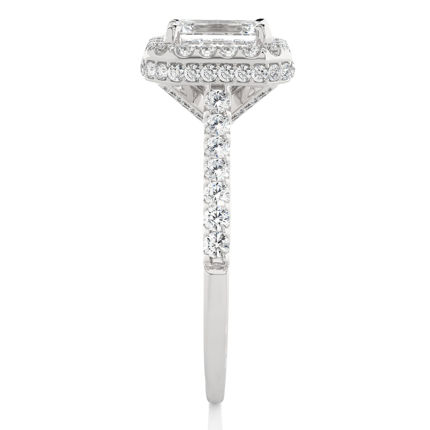 3.5 CT Emerald Cut Lab Grown Diamond Halo Engagement Ring/Wedding Ring/E Color/VS Clarity/3 Ct Diamond Ring/CVD Diamond Ring/Emerald Cut Diamond/Round Diamond Side Stone/Prong Set/Pave Set/Halo Set/10k Gold/14k Gold/18k Gold/Yellow Gold/White Gold/Rose Gold/Anniversary Gift