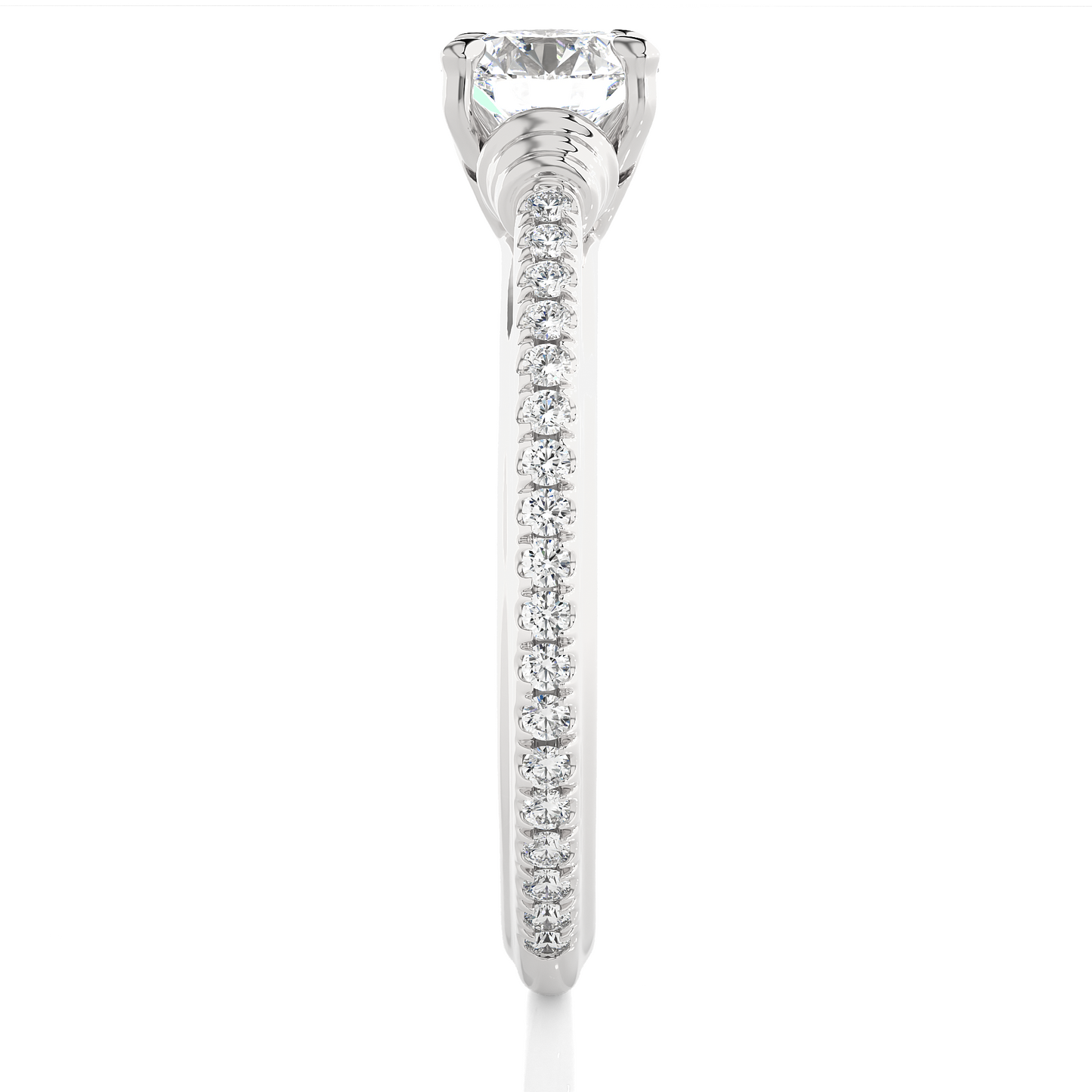 1.03 Ct Round Cut E-VS1 Lab Grown Diamond Engagement Ring/Wedding Ring/E Color/VS Clarity/1 Ct Diamond Ring/CVD Diamond Ring/Round Cut Diamond/Round Diamond Side Stone/Prong Set/Pave Set/10k Gold/14k Gold/18k Gold/Yellow Gold/White Gold/Rose Gold/Anniversary Gift