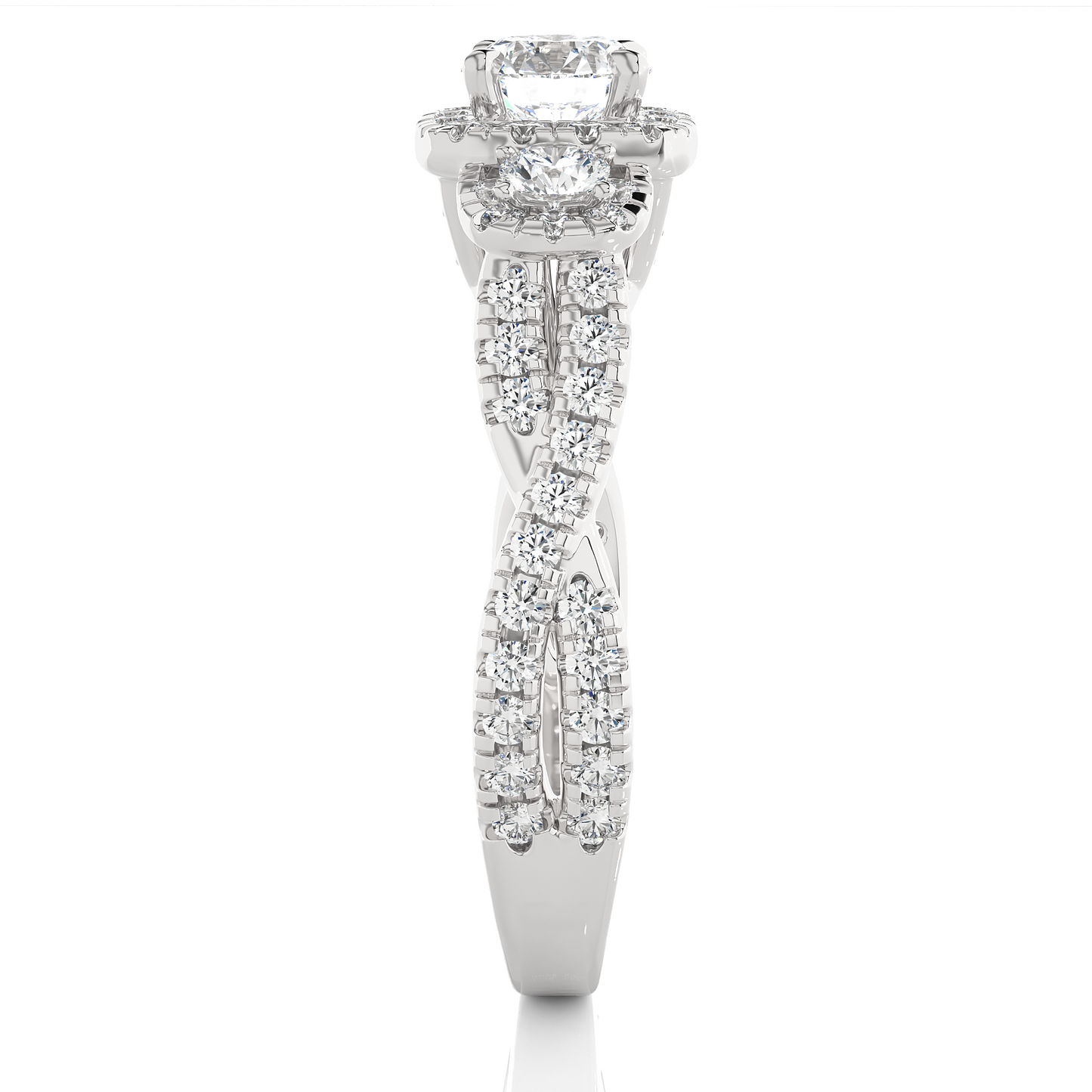 1.02 Ct Round Cut E-VS1 Lab Grown Diamond Gold Engagement Ring/Wedding Ring/E Color/VS Clarity/1 Ct Diamond Ring/CVD Diamond Ring/Round Cut Diamond/Round Diamond Side Stone/Prong Set/Three Stone Set/Pave Set/10k Gold/14k Gold/18k Gold/Yellow Gold/White Gold/Rose Gold/Anniversary Gift