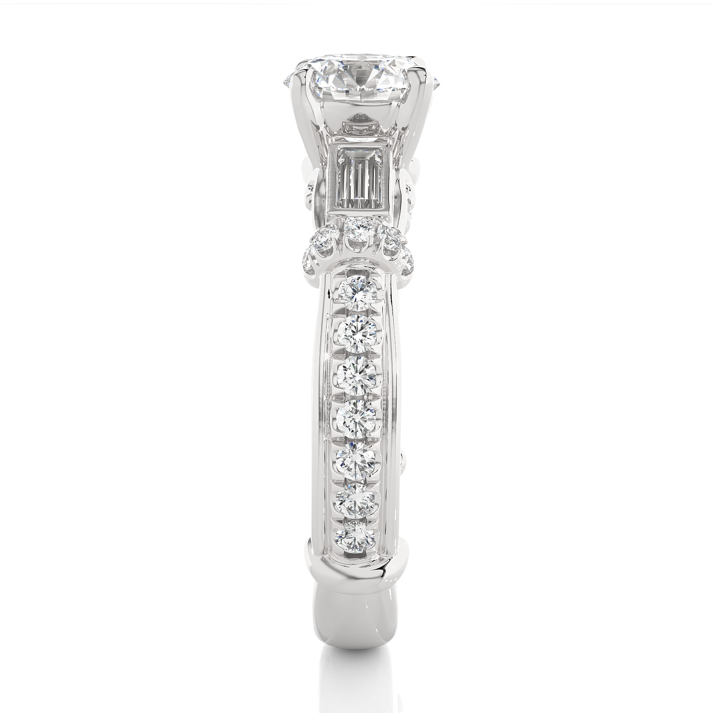 1.36 Ct Round E-VS Cut Lab Grown Diamond Gold Engagement Ring/Wedding Ring/E Color/VS Clarity/1 Ct Diamond Ring/CVD Diamond Ring/Round Cut Diamond/Round Diamond Side Stone/Prong Set/Pave Set/10k Gold/14k Gold/18k Gold/Yellow Gold/White Gold/Rose Gold/Anniversary Gift