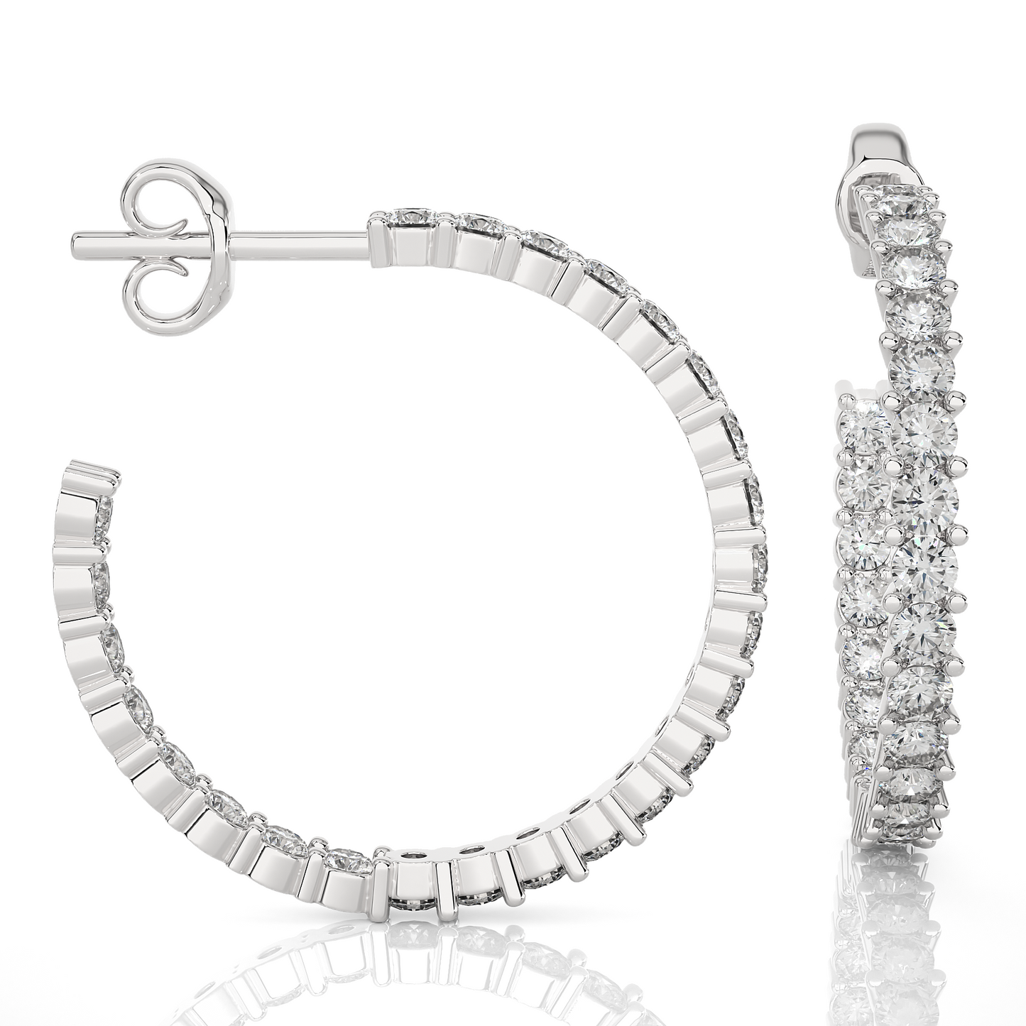 Inside-Out Hoops/Round Stone Earrings/Gold CVD Diamond Earring/Anniversary Gift/Solitaire Diamond Stud Earring/1 Ct Diamond Earring/Prong Setting/igi Certified/Stud Earring/Ethical Diamond/Silver Earring/Gold Earring/CVD Diamond Earring/E Color Diamond/VS Clarity Diamond/Manmade Diamond/Lab Grown Diamond/Round Cut Diamond