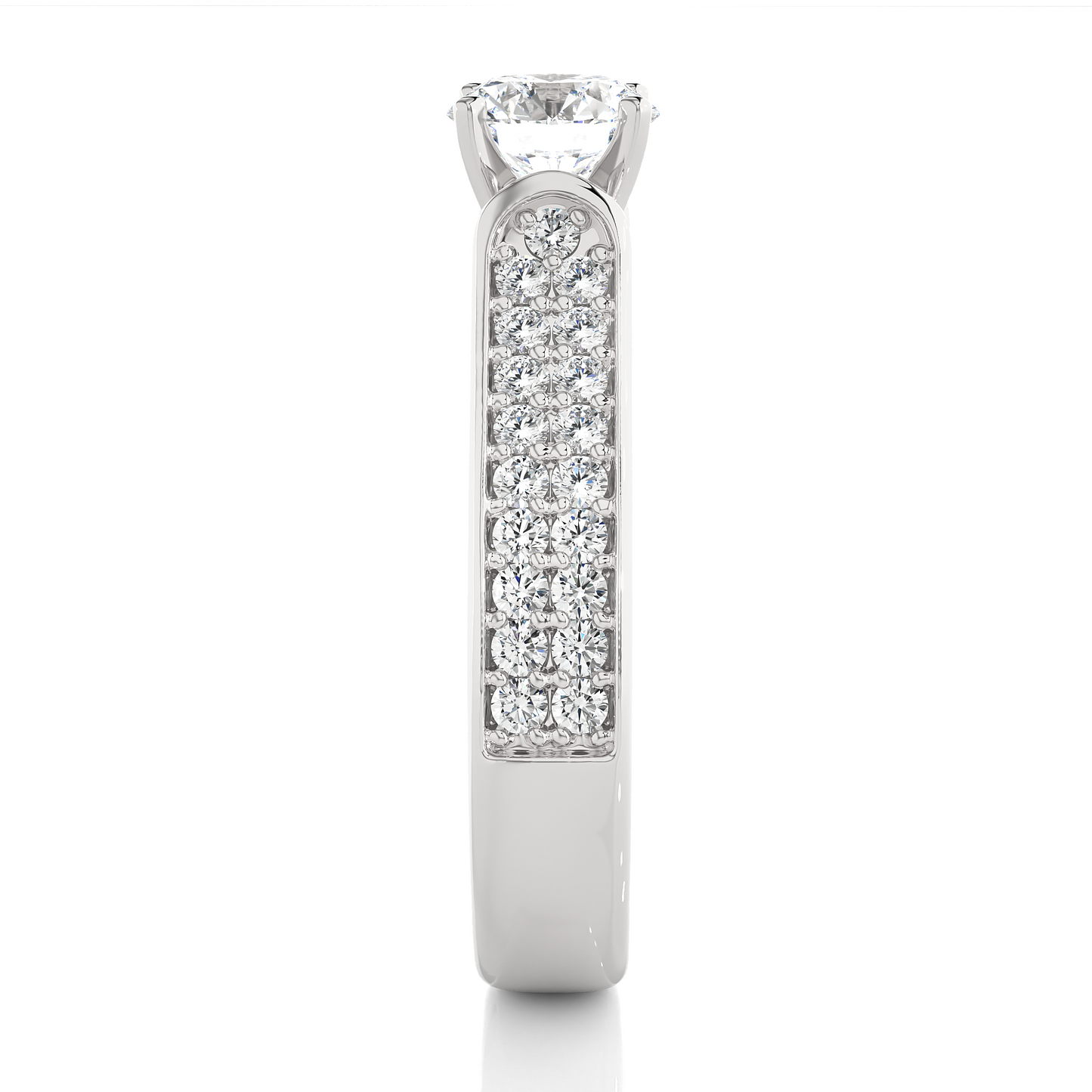 1.08 CT Round Cut E/VS1 Lab Diamond Engagement Ring in Multi-pave Setting/Wedding Ring/F Color/VS Clarity/1 Ct Diamond Ring/CVD Diamond Ring/Round Cut Diamond/Round Diamond Side Stone/Four Prong Set/Pave Set/10k Gold/14k Gold/18k Gold/Yellow Gold/White Gold/Rose Gold/Anniversary Gift