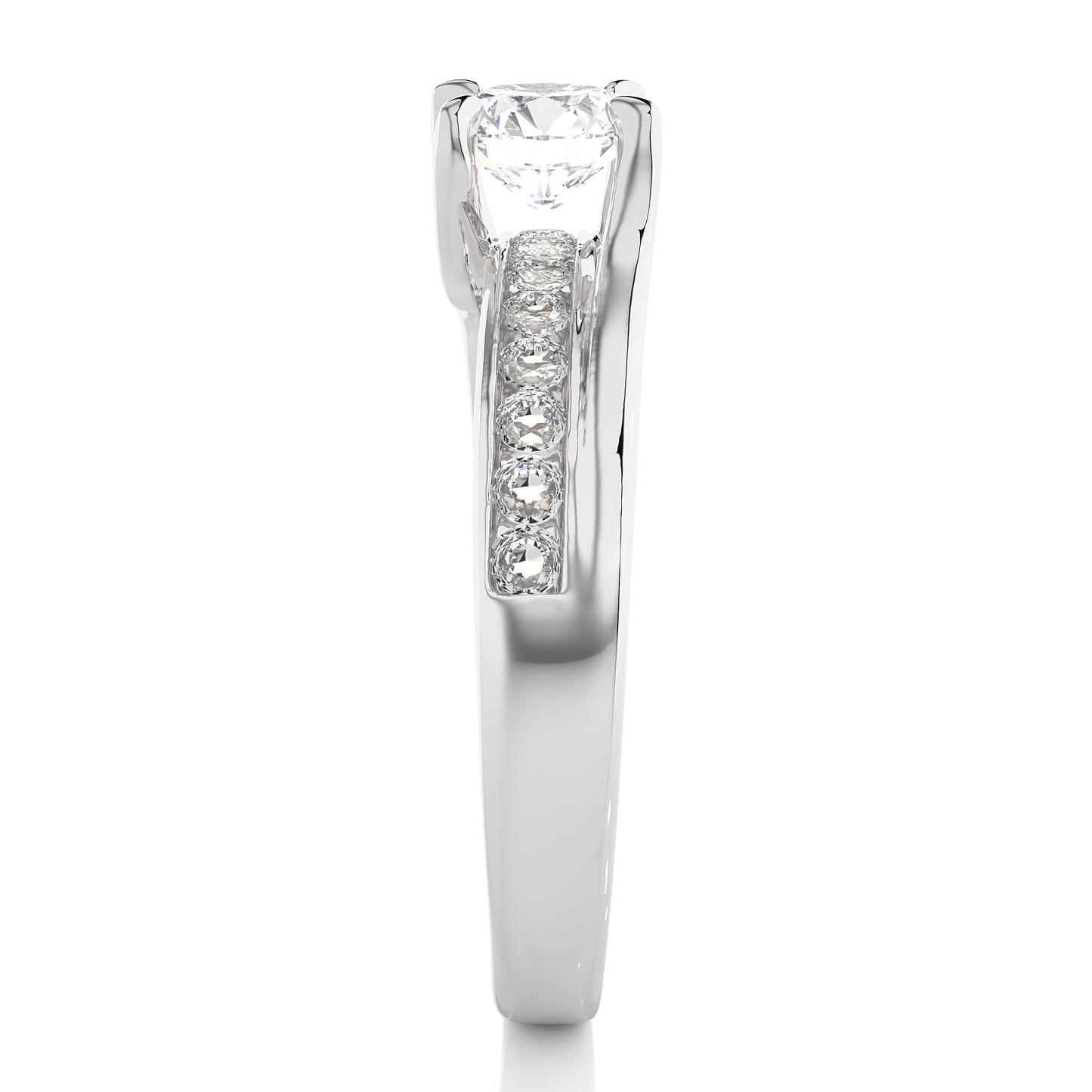 1.02 CT E-VS1 Round Cut Lab Grown Diamond Engagement Ring in Chanel Shank/Wedding Ring/E Color/VS Clarity/1 Ct Diamond Ring/CVD Diamond Ring/Round Cut Diamond/Round Diamond Side Stone/Prong Set/Pave Set/10k Gold/14k Gold/18k Gold/Yellow Gold/White Gold/Rose Gold/Anniversary Gift