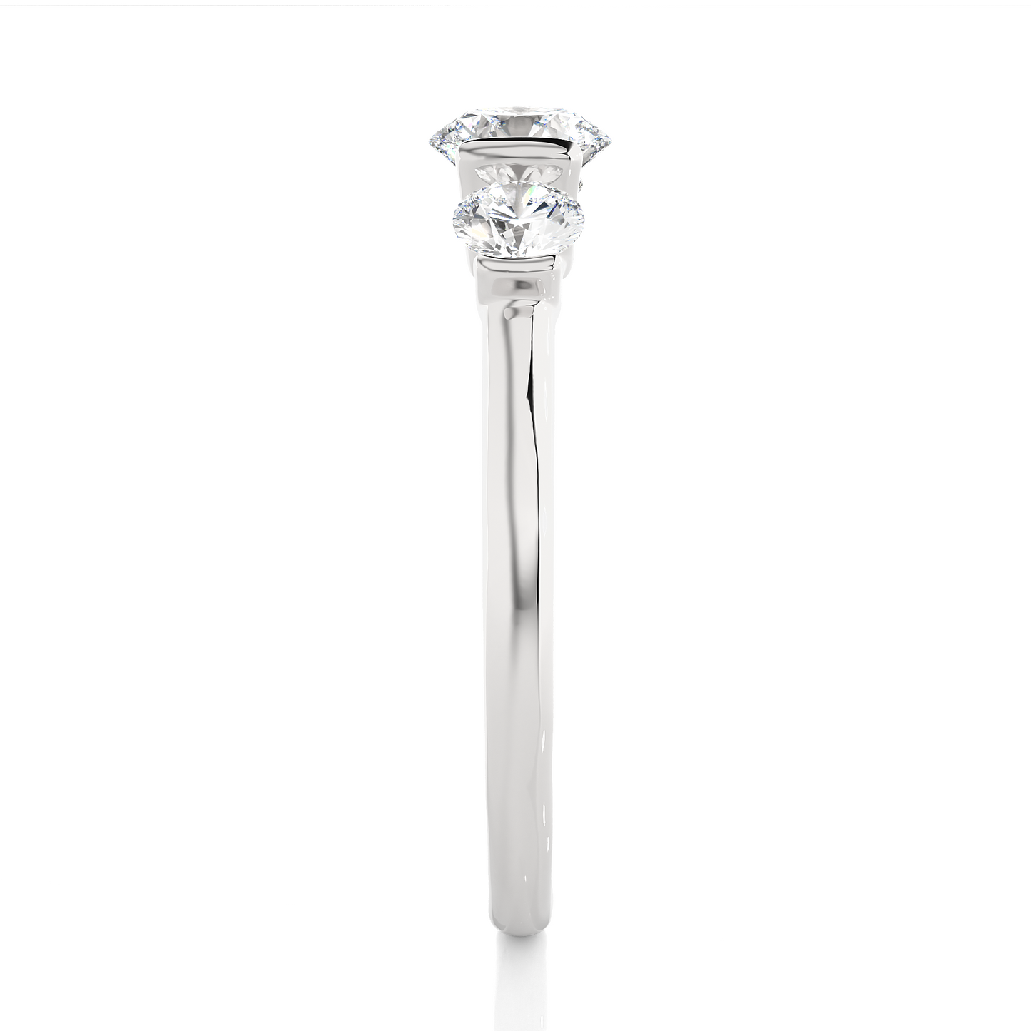 1.0 Ct Round Cut E-VS1 Lab Grown Diamond Three Stone Engagement Ring/Wedding Ring/E Color/VS Clarity/1 Ct Diamond Ring/CVD Diamond Ring/Round Cut Diamond/Round Diamond Side Stone/Prong Set/Three Stone Set/Bar Set/10k Gold/14k Gold/18k Gold/Yellow Gold/White Gold/Rose Gold/Anniversary Gift