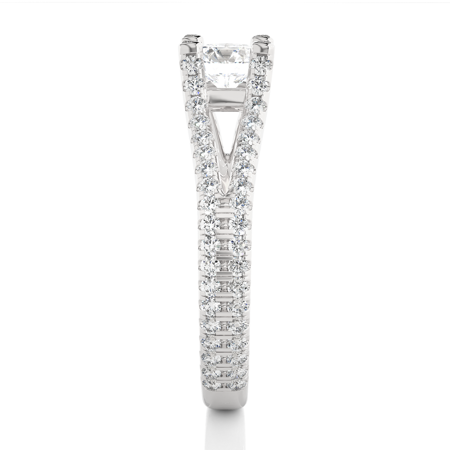1.02 CT Round Cut Lab Grown Diamond Engagement Ring in Split Shank With Pave Setting/Wedding Ring/F Color/VS Clarity/1 Ct Diamond Ring/CVD Diamond Ring/Round Cut Diamond/Round Diamond Side Stone/Four Prong Set/Pave Set/10k Gold/14k Gold/18k Gold/Yellow Gold/White Gold/Rose Gold/Anniversary Gift