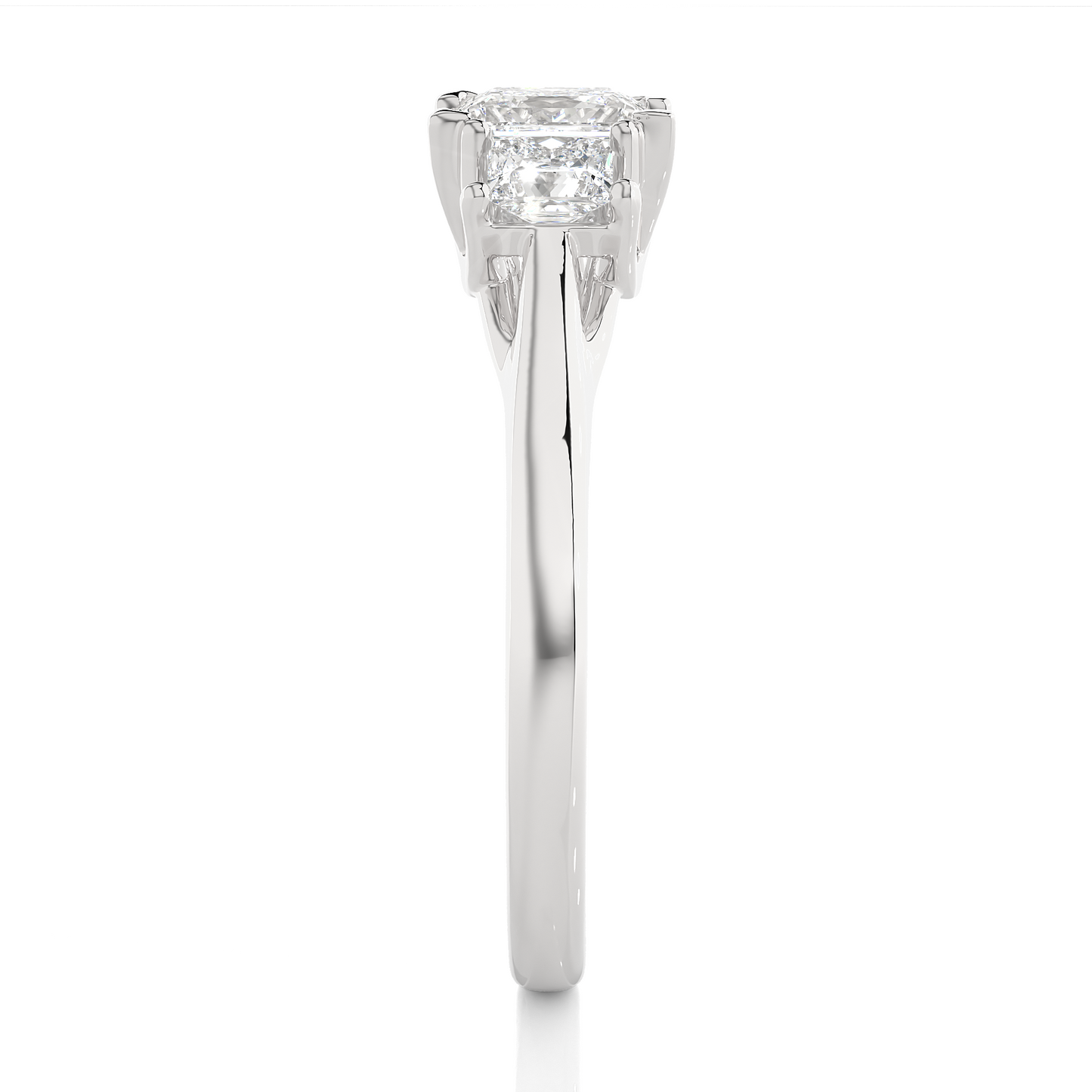 1.07 Ct Princess Cut Lab Grown Diamond Three Stone Gold Engagement Ring/Wedding Ring/F Color/VS Clarity/1 Ct Diamond Ring/CVD Diamond Ring/Princess Cut Diamond/Princess Diamond Side Stone/Prong Set/Three Stone Set/10k Gold/14k Gold/18k Gold/Yellow Gold/White Gold/Rose Gold/Anniversary Gift