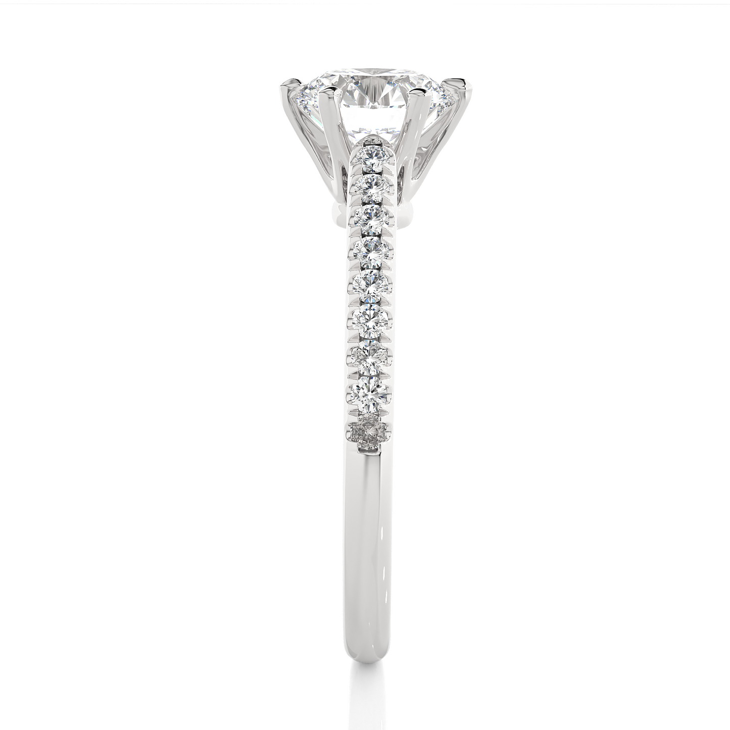 1.78 Ct Round Cut Lab Grown Diamond Six Prong Engagement Ring/Wedding Ring/F Color/VS Clarity/1 Ct Diamond Ring/CVD Diamond Ring/Round Cut Diamond/Round Diamond Side Stone/Prong Set/Pave Set/10k Gold/14k Gold/18k Gold/Yellow Gold/White Gold/Rose Gold/Anniversary Gift