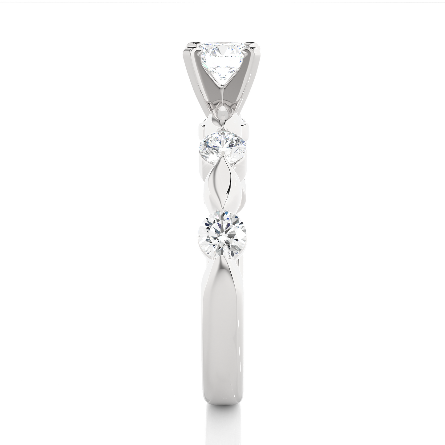 1.01 CT Round Cut Lab Grown Diamond Engagement Ring in Mil-Grain Shank/Wedding Ring/F Color/VS Clarity/1 Ct Diamond Ring/CVD Diamond Ring/Round Cut Diamond/Round Diamond Side Stone/Prong Set/Pave Set/10k Gold/14k Gold/18k Gold/Yellow Gold/White Gold/Rose Gold/Anniversary Gift