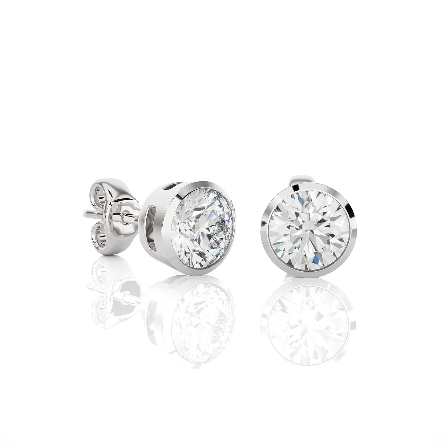 1 ct Bezel Studs/Gold CVD Diamond Earring/Anniversary Gift/Solitaire Diamond Stud Earring/1 Ct Diamond Earring/Prong Setting/igi Certified/Stud Earring/Ethical Diamond/Silver Earring/Gold Earring/CVD Diamond Earring/E Color Diamond/VS Clarity Diamond/Manmade Diamond/Lab Grown Diamond/Round Cut Diamond