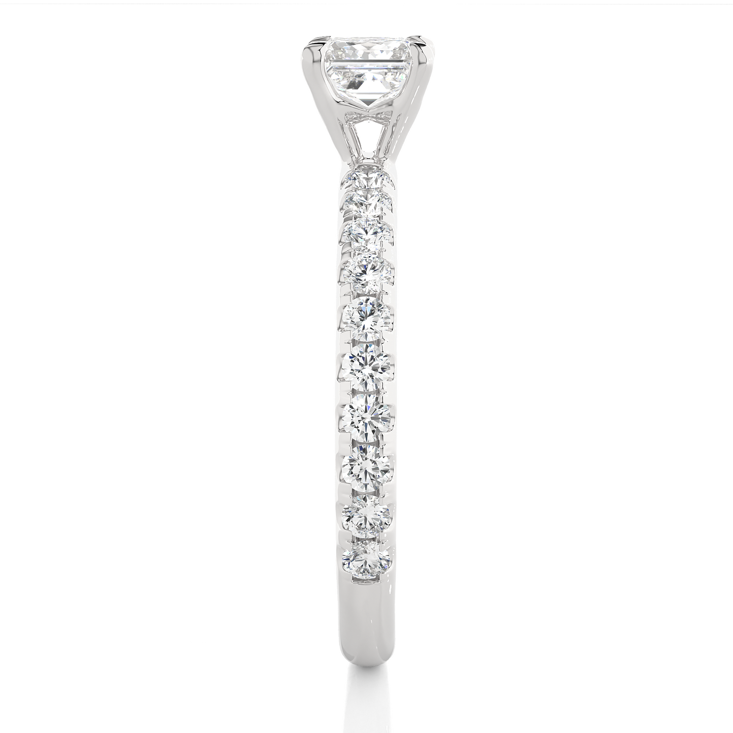 1.08 Ct Princess Cut F-VS Lab Grown Diamond Engagement Ring/Wedding Ring/F Color/VS Clarity/1 Ct Diamond Ring/CVD Diamond Ring/Princess Cut Diamond/Round Diamond Side Stone/Prong Set/Pave Set/10k Gold/14k Gold/18k Gold/Yellow Gold/White Gold/Rose Gold/Anniversary Gift