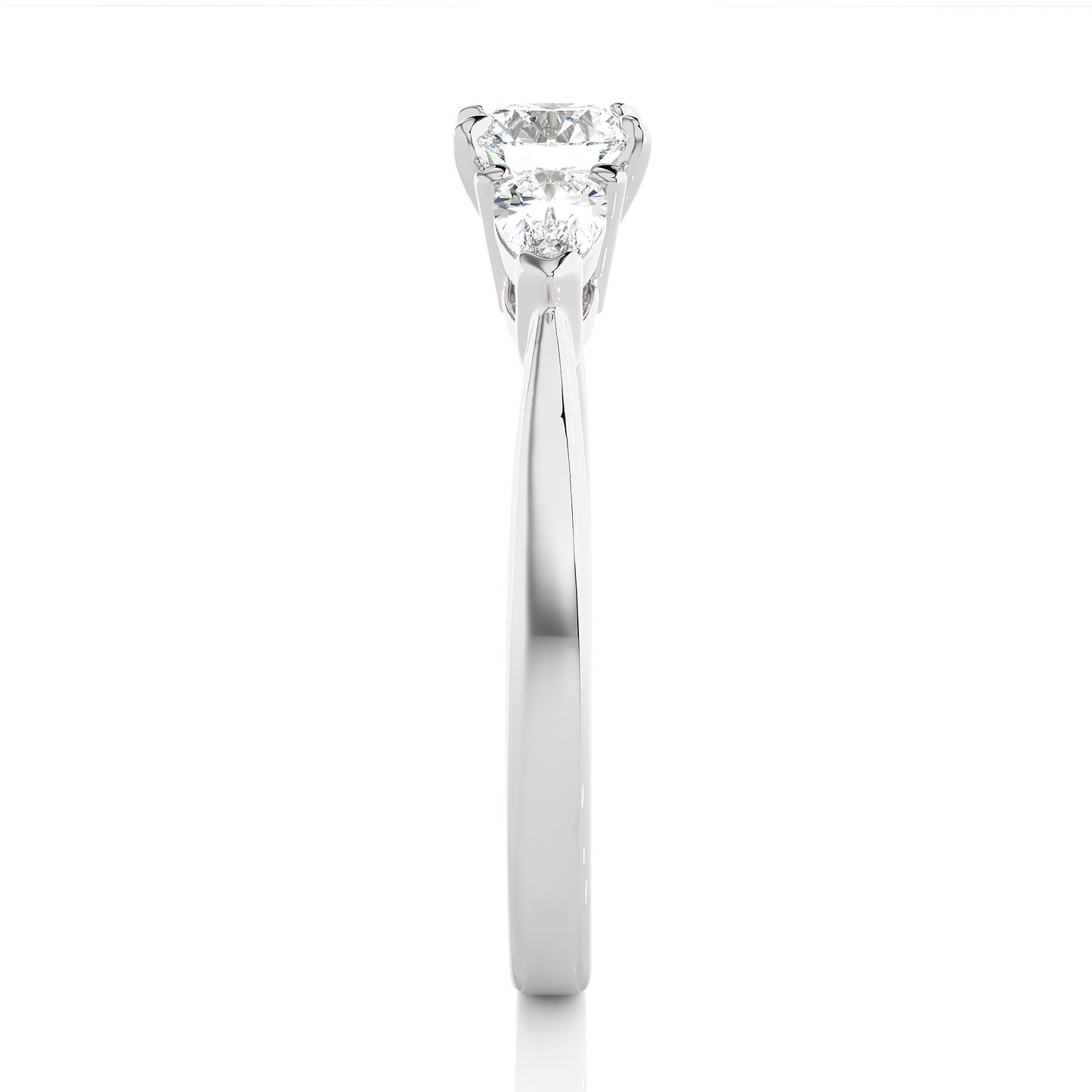 1.16 Ct Round Cut E-VS1 Lab Grown Diamond Three Stone Engagement Ring/Wedding Ring/E Color/VS Clarity/1 Ct Diamond Ring/CVD Diamond Ring/Round Cut Diamond/Pear Diamond Side Stone/Prong Set/Three Stone Set/Halo Set/10k Gold/14k Gold/18k Gold/Yellow Gold/White Gold/Rose Gold/Anniversary Gift