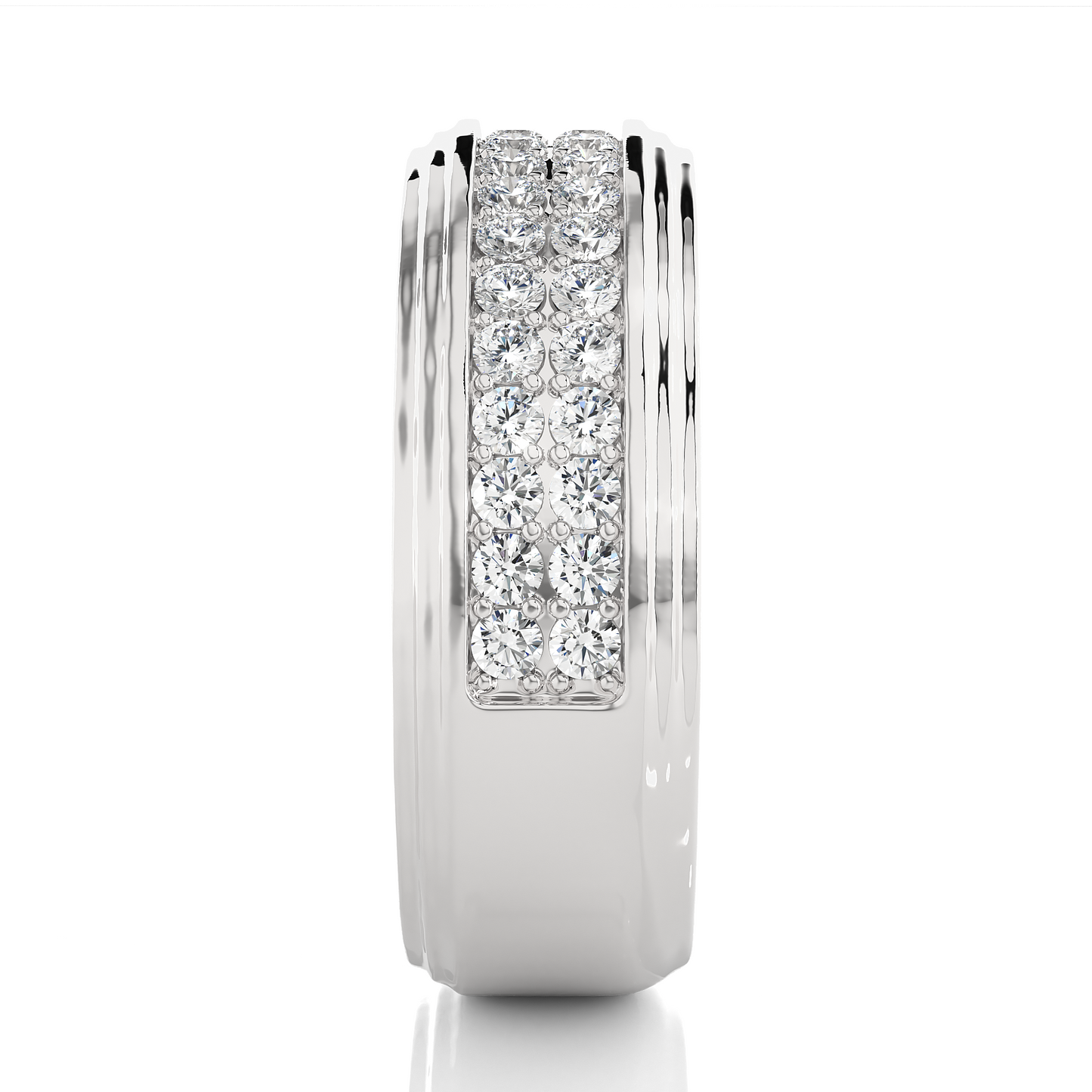 1.03 TCW Round Cut EF-VS Lab Grown Diamond Double Pave Wedding Band/Wedding Ring/EF Color/VS Clarity/1 CTW Diamond Band/CVD Diamond Band/Round Cut Diamond/Prong Set/Pave Set/10k Gold/14k Gold/18k Gold/Yellow Gold/White Gold/Rose Gold/Anniversary Gift