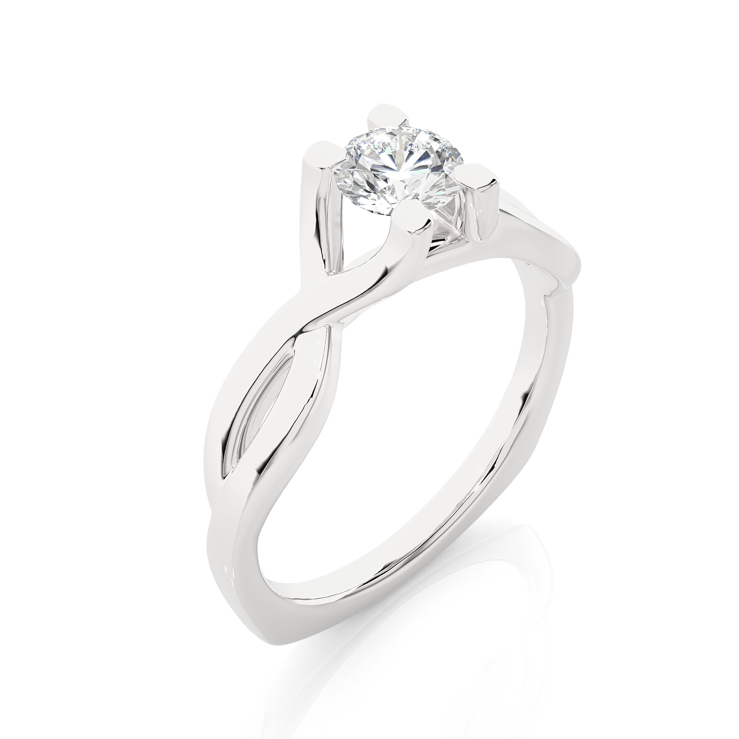 1.03 CT Round Cut Lab Grown Diamond Solitaire Engagement Ring/Round Cut Diamond/1 Ct Diamond Ring/CVD Diamond Ring/Crossover Shank/E Color/VS Clarity/10k Gold/14k Gold/18k Gold/Rose Gold/White Gold/Yellow Gold/Prong Setting