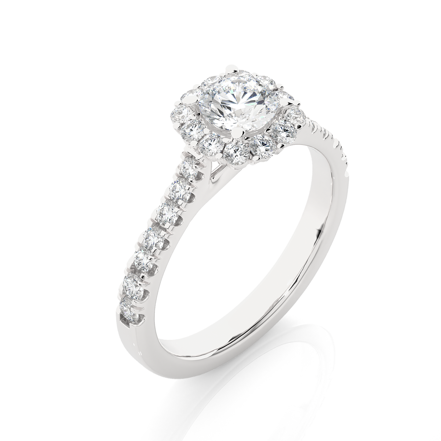 1.01 Ct Round Cut E-VS Lab Grown Diamond Gold Halo Engagement Ring/Wedding Ring/E Color/VS Clarity/1 Ct Diamond Ring/CVD Diamond Ring/Round Cut Diamond/Round Diamond Side Stone/Prong Set/Pave Set/Halo Set/10k Gold/14k Gold/18k Gold/Yellow Gold/White Gold/Rose Gold/Anniversary Gift