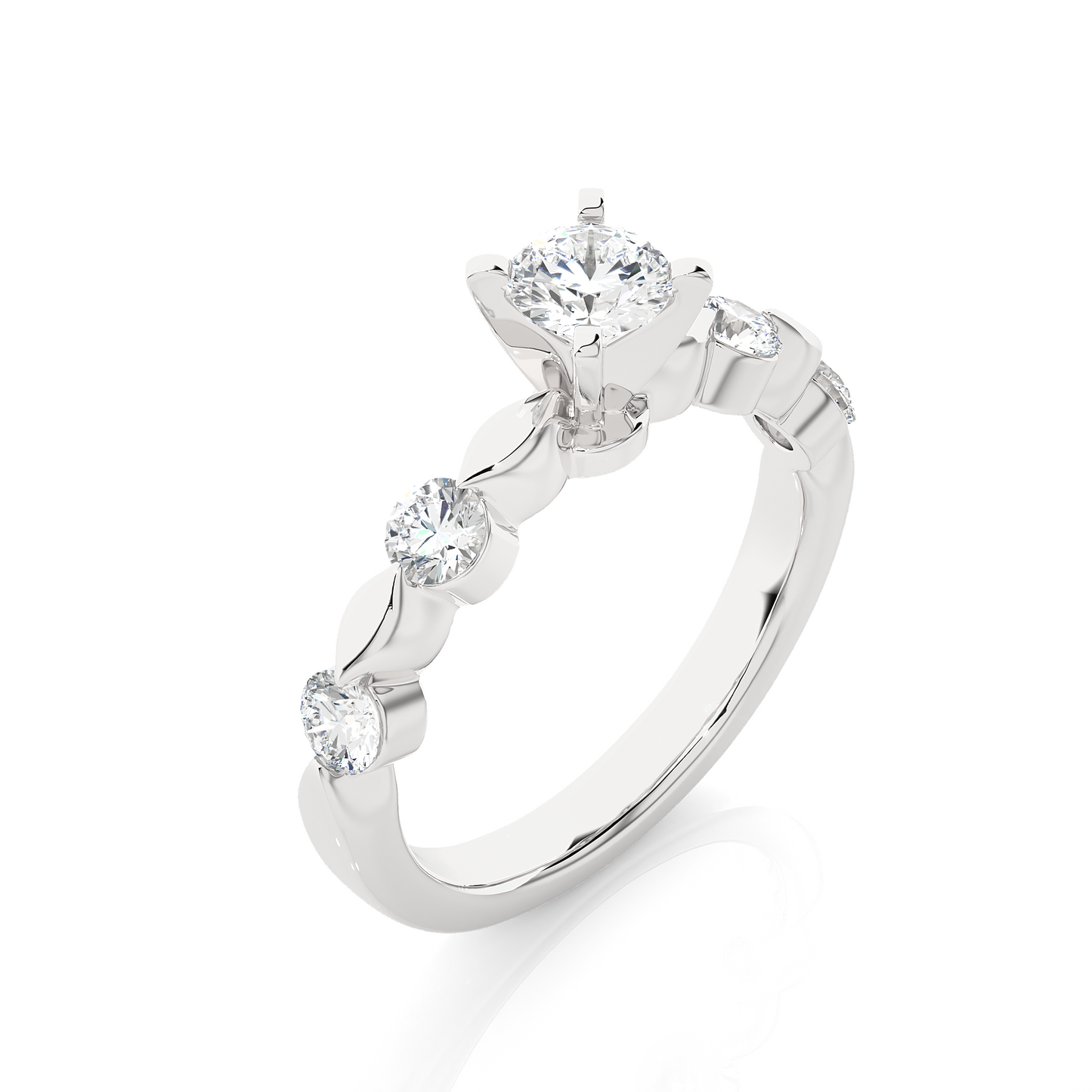 1.01 CT Round Cut Lab Grown Diamond Engagement Ring in Mil-Grain Shank/Wedding Ring/F Color/VS Clarity/1 Ct Diamond Ring/CVD Diamond Ring/Round Cut Diamond/Round Diamond Side Stone/Prong Set/Pave Set/10k Gold/14k Gold/18k Gold/Yellow Gold/White Gold/Rose Gold/Anniversary Gift