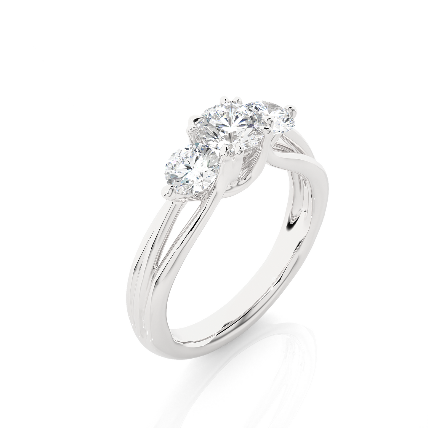 1.15 Ct Round Cut E-VS1 Lab Grown Diamond Gold Engagement Ring/Wedding Ring/E Color/VS Clarity/1 Ct Diamond Ring/CVD Diamond Ring/Round Cut Diamond/Round Diamond Side Stone/Prong Set/Three Stone Set/10k Gold/14k Gold/18k Gold/Yellow Gold/White Gold/Rose Gold/Anniversary Gift