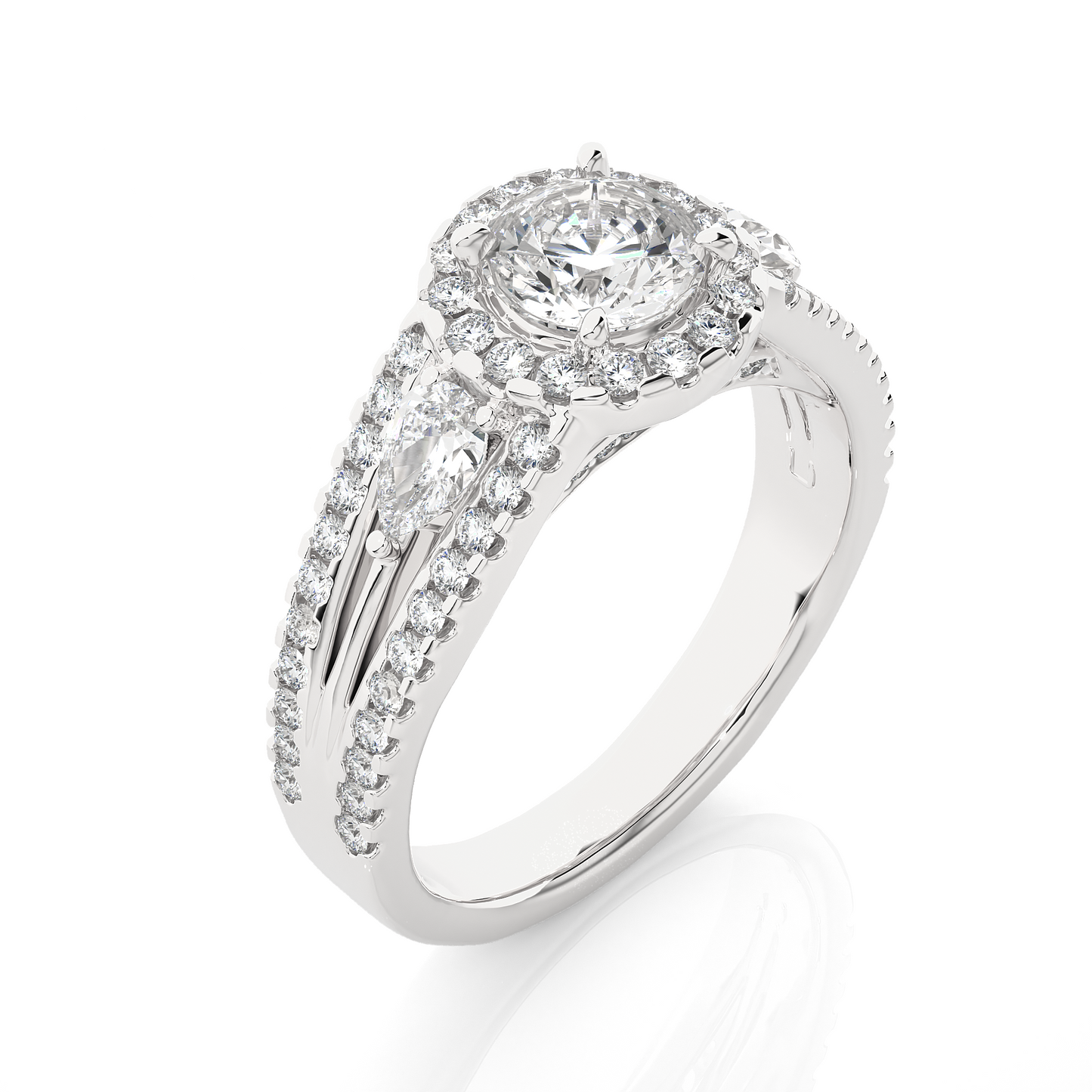 1.18 Ct Round Cut F-VS1 Lab Grown Diamond Gold Engagement Ring/Wedding Ring/F Color/VS Clarity/1 Ct Diamond Ring/CVD Diamond Ring/Round Cut Diamond/Round Diamond Side Stone/Prong Set/Three Stone Set/Halo Set/10k Gold/14k Gold/18k Gold/Yellow Gold/White Gold/Rose Gold/Anniversary Gift