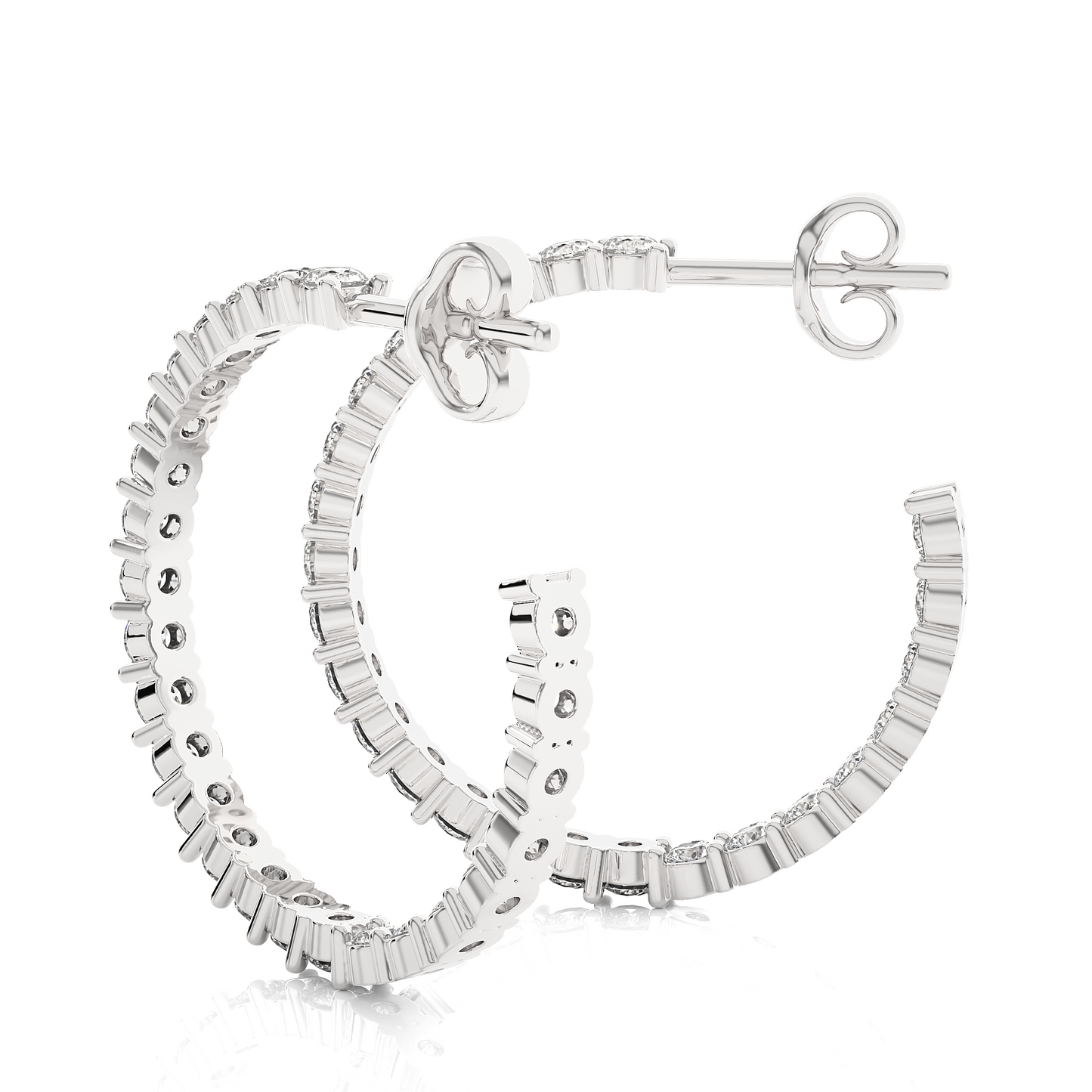 Inside-Out Hoops/Round Stone Earrings/Gold CVD Diamond Earring/Anniversary Gift/Solitaire Diamond Stud Earring/1 Ct Diamond Earring/Prong Setting/igi Certified/Stud Earring/Ethical Diamond/Silver Earring/Gold Earring/CVD Diamond Earring/E Color Diamond/VS Clarity Diamond/Manmade Diamond/Lab Grown Diamond/Round Cut Diamond