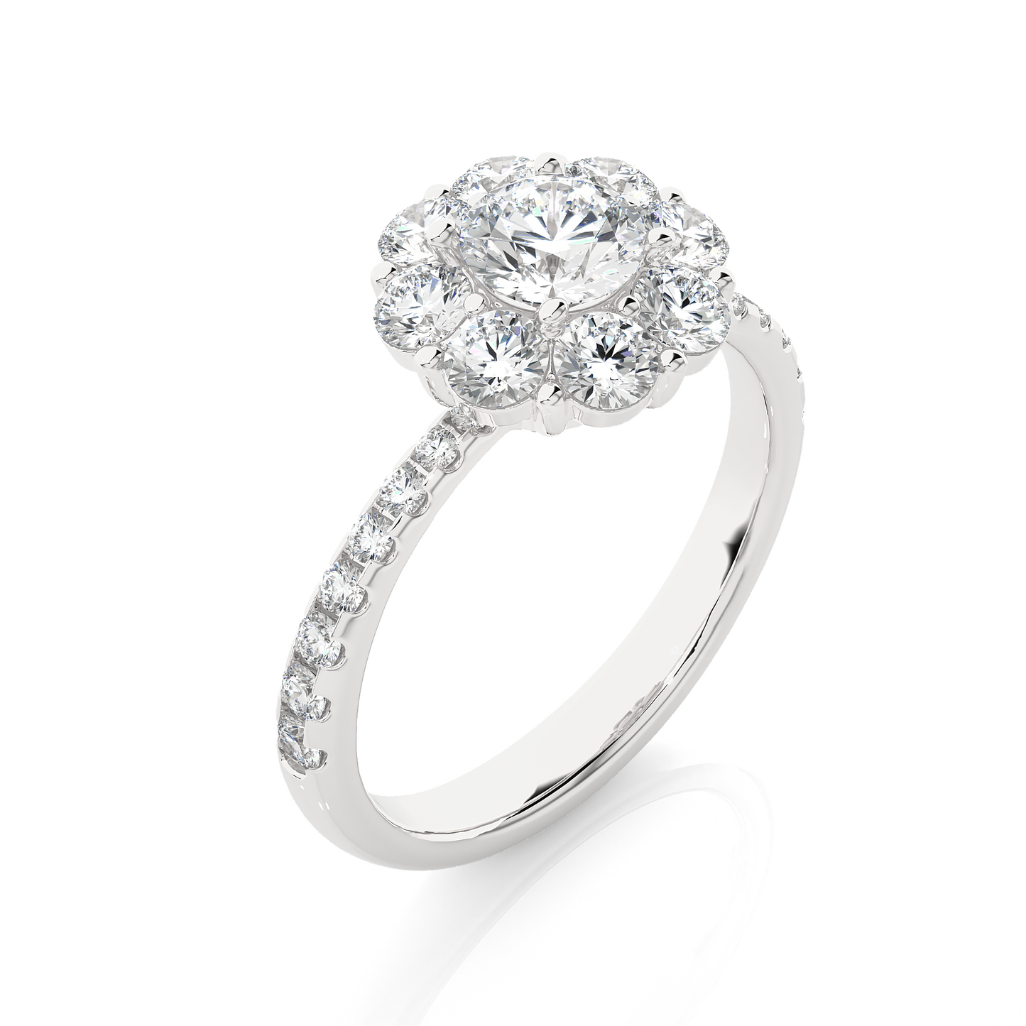 1.09 Ct Round Cut E-VS1 Lab Grown Diamond Halo Engagement Ring/Wedding Ring/E Color/VS Clarity/1 Ct Diamond Ring/CVD Diamond Ring/Round Cut Diamond/Round Diamond Side Stone/Prong Set/Pave Set/10k Gold/14k Gold/18k Gold/Yellow Gold/White Gold/Rose Gold/Anniversary Gift