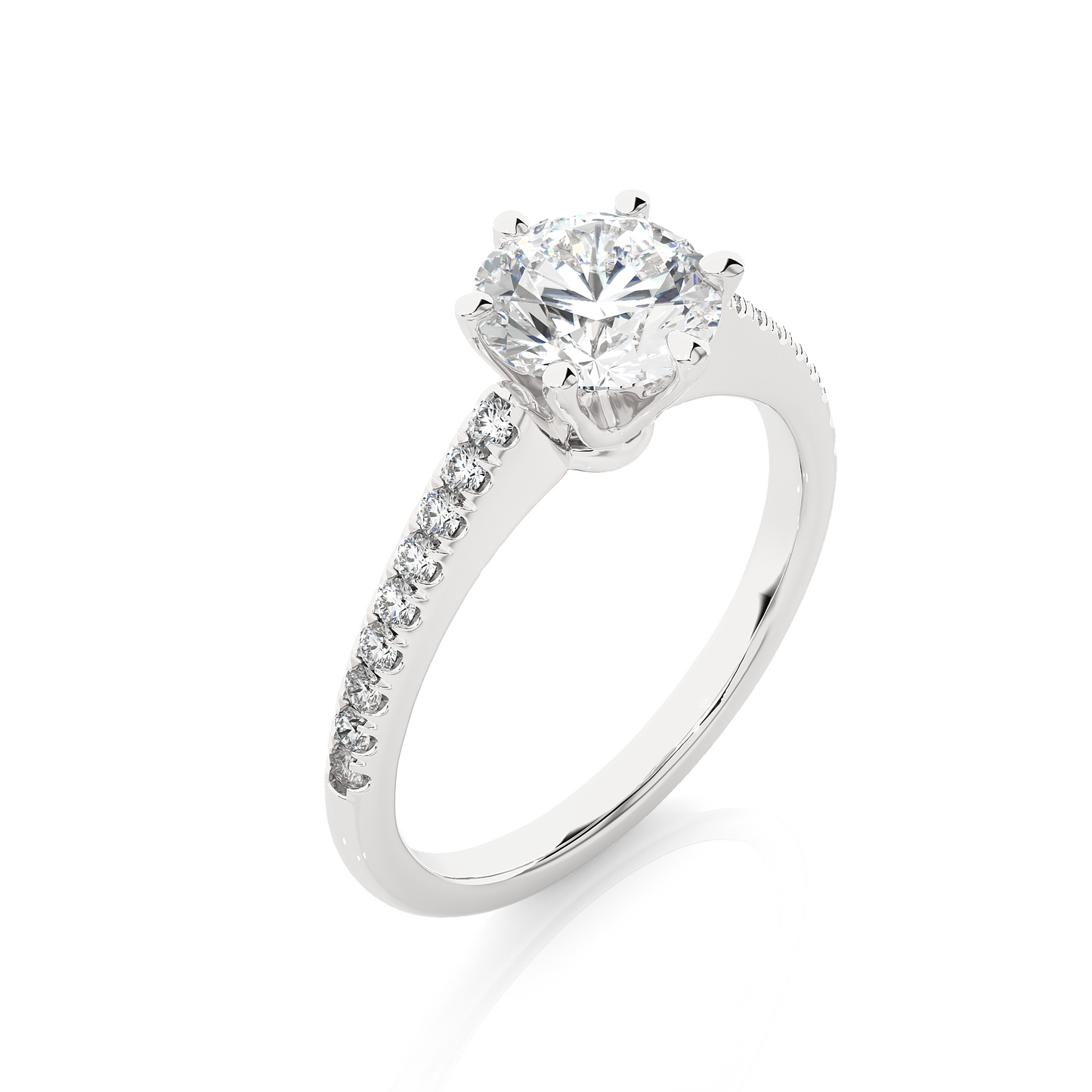 1.78 Ct Round Cut Lab Grown Diamond Six Prong Engagement Ring/Wedding Ring/F Color/VS Clarity/1 Ct Diamond Ring/CVD Diamond Ring/Round Cut Diamond/Round Diamond Side Stone/Prong Set/Pave Set/10k Gold/14k Gold/18k Gold/Yellow Gold/White Gold/Rose Gold/Anniversary Gift