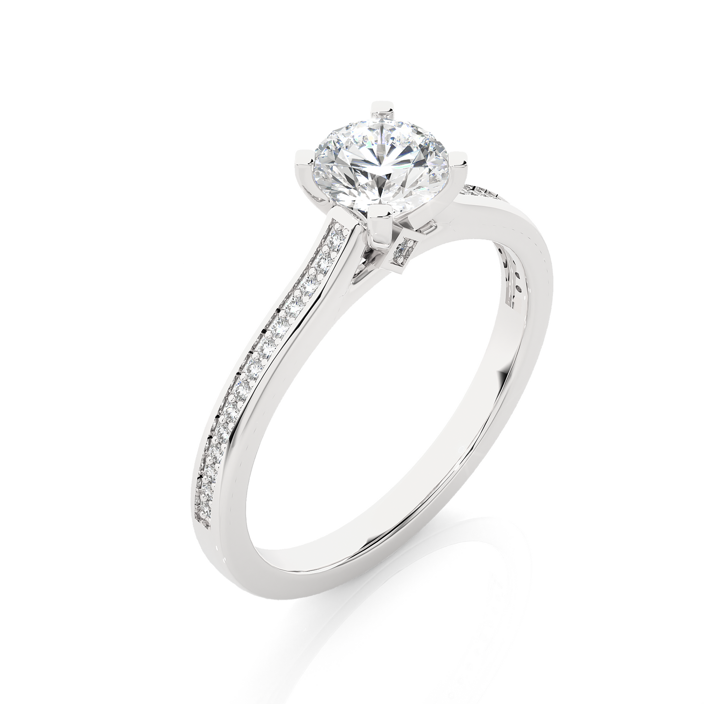 1.16 Ct Round Cut E-VS1 Lab Grown Diamond Engagement Ring/Wedding Ring/E Color/VS Clarity/1 Ct Diamond Ring/CVD Diamond Ring/Round Cut Diamond/Round Diamond Side Stone/Prong Set/Pave Set/10k Gold/14k Gold/18k Gold/Yellow Gold/White Gold/Rose Gold/Anniversary Gift