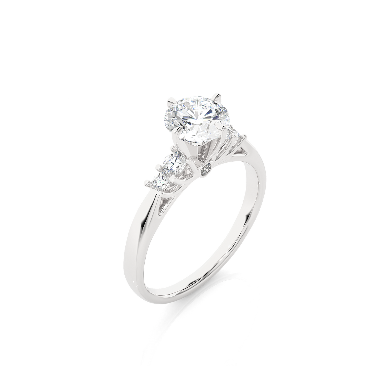 1.01 Ct Round Cut E-VS1 Lab Grown Diamond Engagement Ring/Wedding Ring/E Color/VS Clarity/1 Ct Diamond Ring/CVD Diamond Ring/Round Cut Diamond/Round Diamond Side Stone/Prong Set/Pave Set/10k Gold/14k Gold/18k Gold/Yellow Gold/White Gold/Rose Gold/Anniversary Gift
