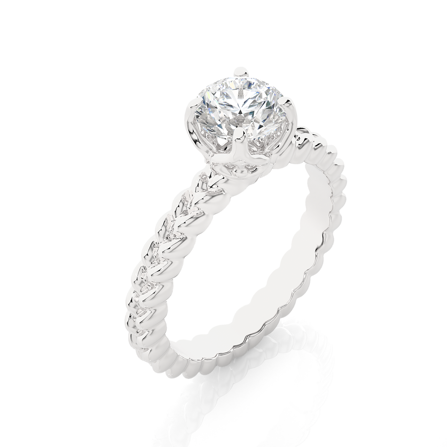 1.5 ct Braid Solitaire Ring/Engagement Ring/Wedding Ring/F Color/VS Clarity/1 Ct Diamond Ring/CVD Diamond Ring/Round Cut Diamond/Prong Set/10k Gold/14k Gold/18k Gold/Yellow Gold/White Gold/Rose Gold/Anniversary Gift