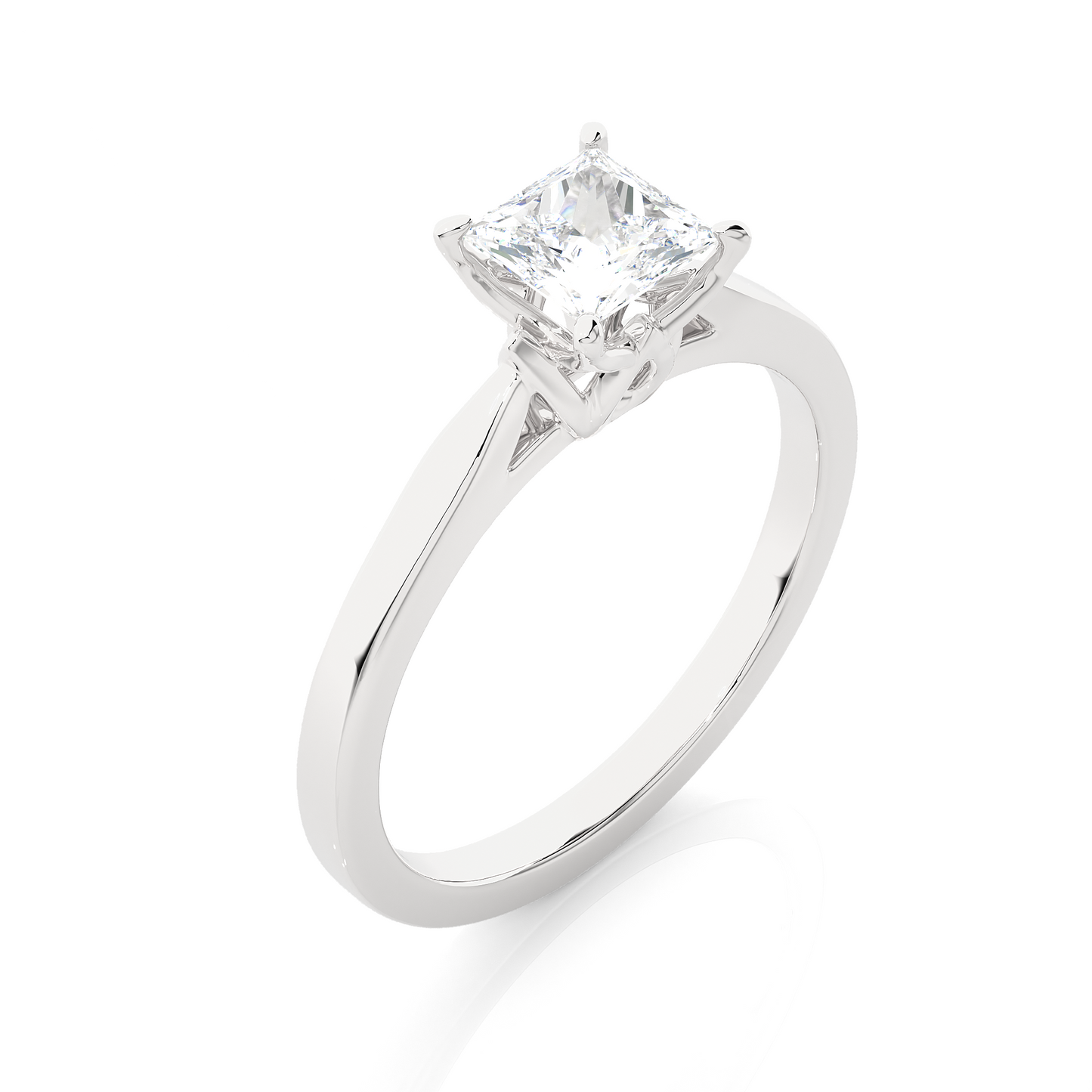 1.01 Ct Princess Cut Lab Grown Diamond Solitaire Engagement Ring/E Color/VS Clarity/1 Ct Diamond Ring/Princess Cut Diamond/CVD Diamond Ring/Four Prong Setting/Rose Gold/White Gold/Yellow Gold/10k Gold/14k Gold/18k Gold