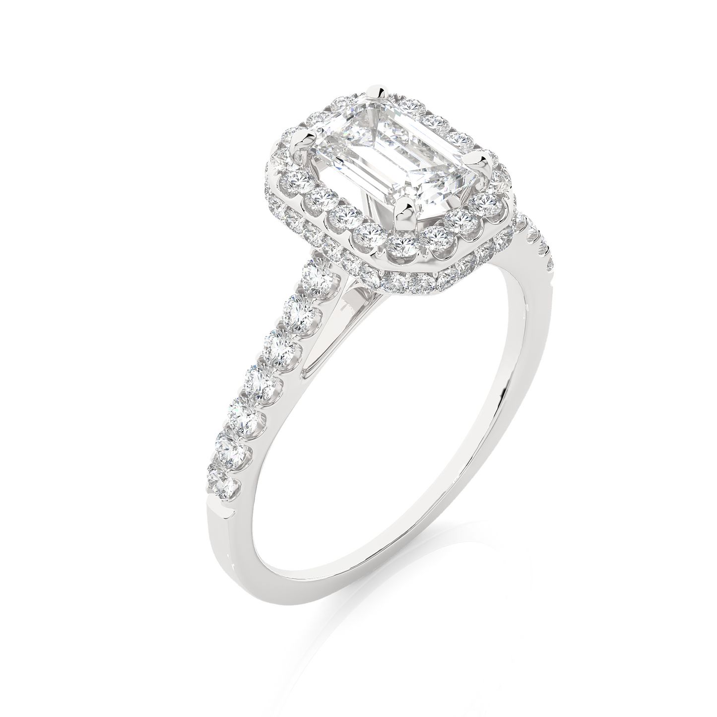 3.5 CT Emerald Cut Lab Grown Diamond Halo Engagement Ring/Wedding Ring/E Color/VS Clarity/3 Ct Diamond Ring/CVD Diamond Ring/Emerald Cut Diamond/Round Diamond Side Stone/Prong Set/Pave Set/Halo Set/10k Gold/14k Gold/18k Gold/Yellow Gold/White Gold/Rose Gold/Anniversary Gift