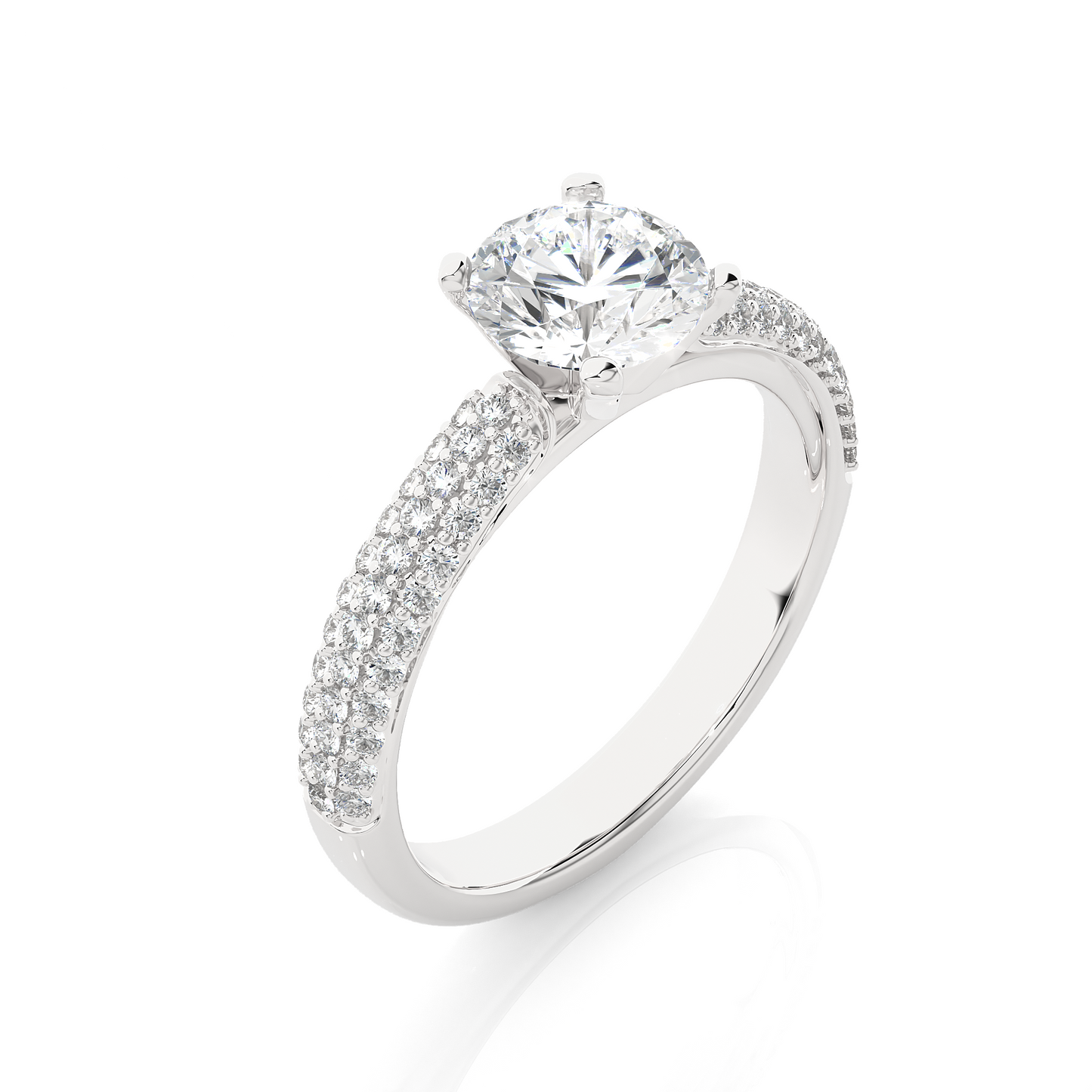1.02 Ct Round Cut E/VS1 Lab Grown Diamond Gold Engagement Ring/Wedding Ring/E Color/VS Clarity/1 Ct Diamond Ring/CVD Diamond Ring/Round Cut Diamond/Round Diamond Side Stone/Prong Set/Pave Set/10k Gold/14k Gold/18k Gold/Yellow Gold/White Gold/Rose Gold/Anniversary Gift