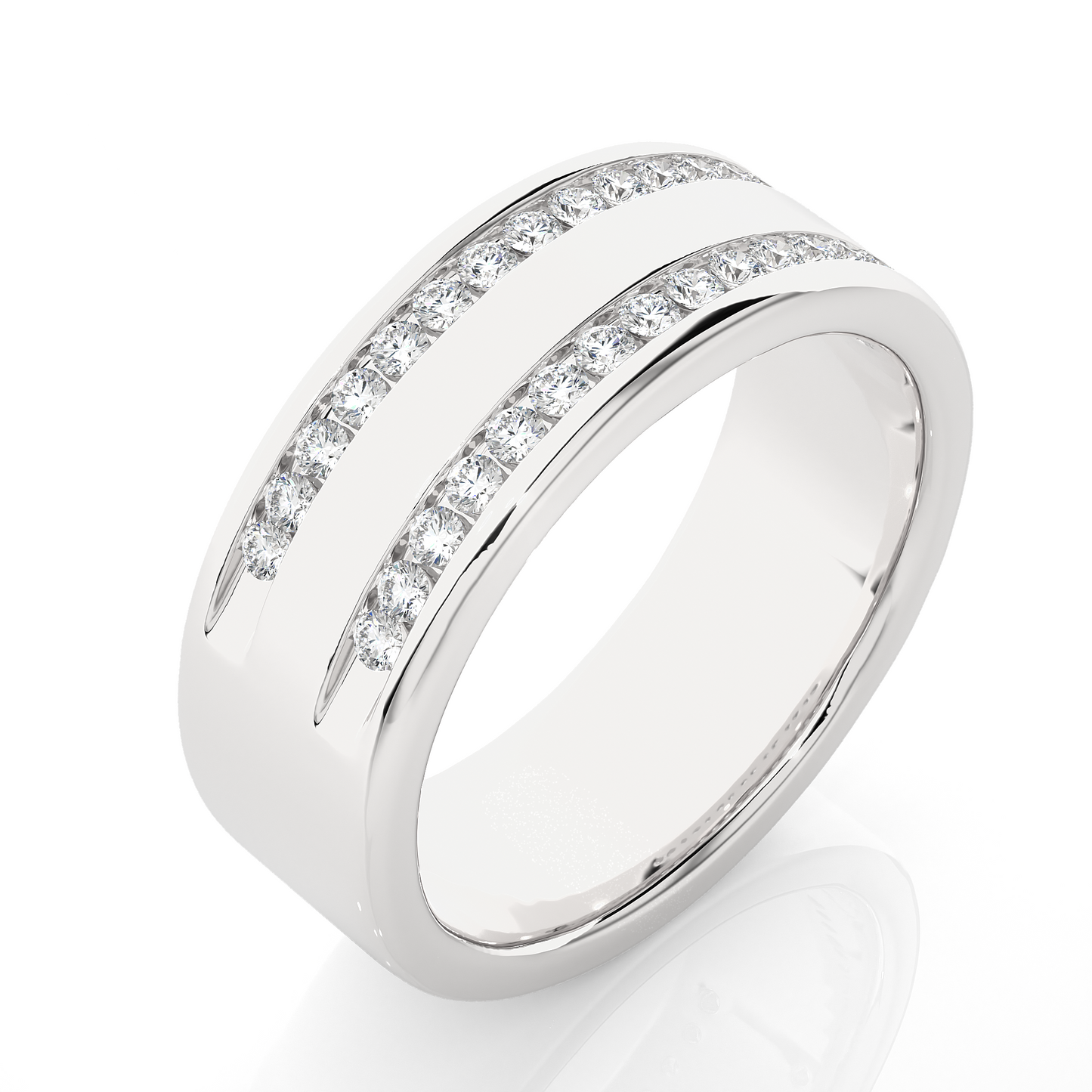 2 Row Round Cut Ring/Wedding Ring/EF Color/VS Clarity/1 CTW Diamond Band/CVD Diamond Band/Round Cut Diamond/Prong Set/Pave Set/10k Gold/14k Gold/18k Gold/Yellow Gold/White Gold/Rose Gold/Anniversary Gift