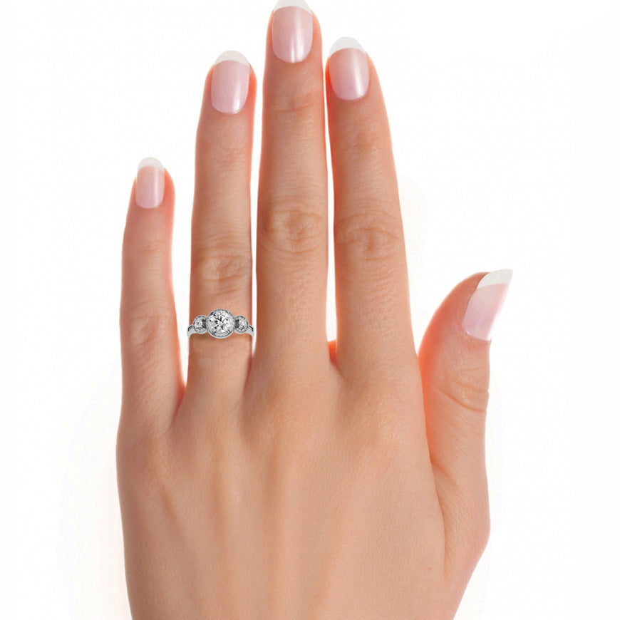 1.79 Ct Round Cut Lab Grown Diamond Three Stone Gold Engagement Ring/Wedding Ring/E Color/VS Clarity/1 Ct Diamond Ring/CVD Diamond Ring/Round Cut Diamond/Round Diamond Side Stone/Prong Set/Three Stone Set/Halo Set/10k Gold/14k Gold/18k Gold/Yellow Gold/White Gold/Rose Gold/Anniversary Gift