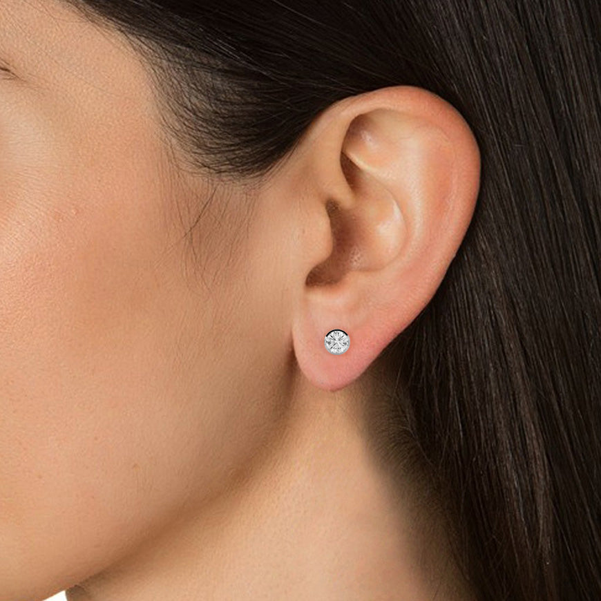 1 ct Bezel Studs/Gold CVD Diamond Earring/Anniversary Gift/Solitaire Diamond Stud Earring/1 Ct Diamond Earring/Prong Setting/igi Certified/Stud Earring/Ethical Diamond/Silver Earring/Gold Earring/CVD Diamond Earring/E Color Diamond/VS Clarity Diamond/Manmade Diamond/Lab Grown Diamond/Round Cut Diamond
