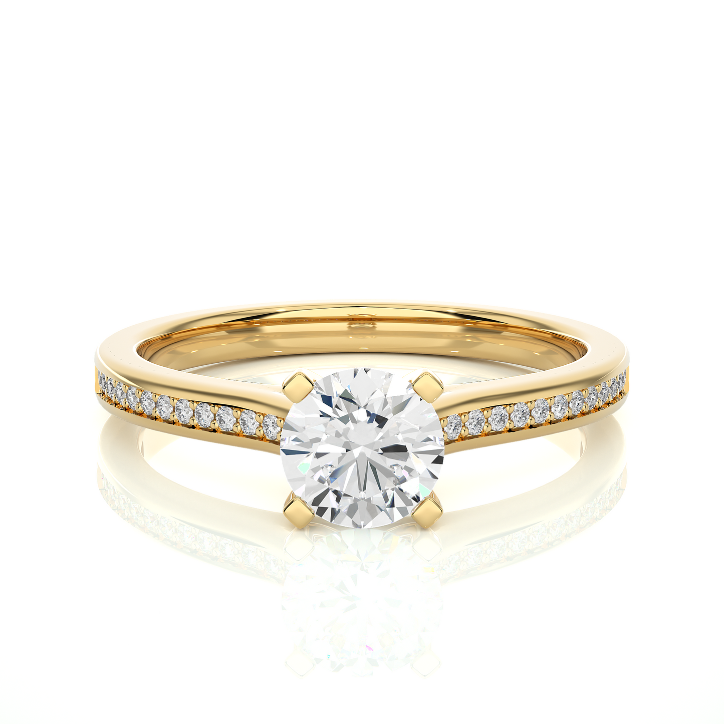 1.16 Ct Round Cut E-VS1 Lab Grown Diamond Engagement Ring/Wedding Ring/E Color/VS Clarity/1 Ct Diamond Ring/CVD Diamond Ring/Round Cut Diamond/Round Diamond Side Stone/Prong Set/Pave Set/10k Gold/14k Gold/18k Gold/Yellow Gold/White Gold/Rose Gold/Anniversary Gift