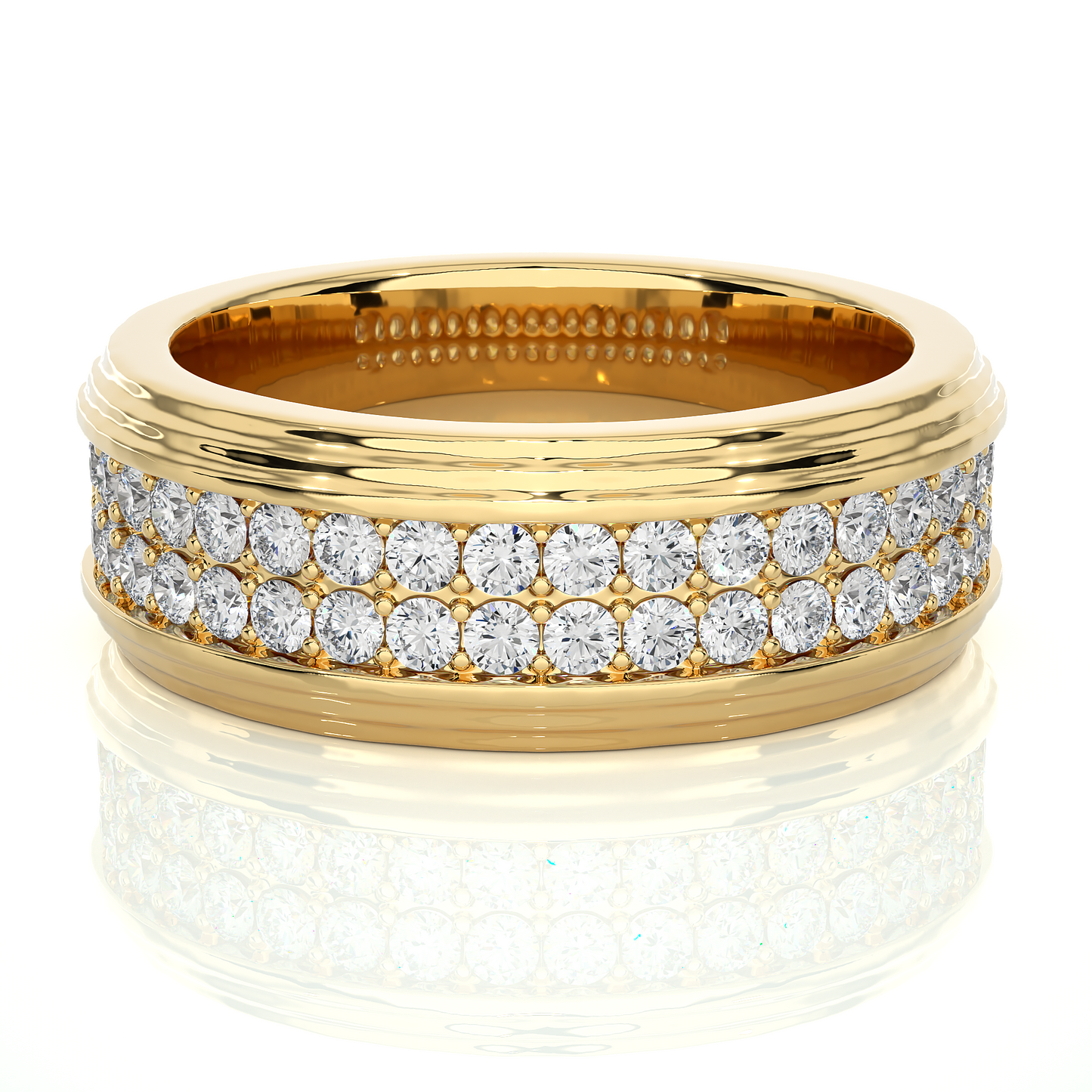 1.03 TCW Round Cut EF-VS Lab Grown Diamond Double Pave Wedding Band/Wedding Ring/EF Color/VS Clarity/1 CTW Diamond Band/CVD Diamond Band/Round Cut Diamond/Prong Set/Pave Set/10k Gold/14k Gold/18k Gold/Yellow Gold/White Gold/Rose Gold/Anniversary Gift