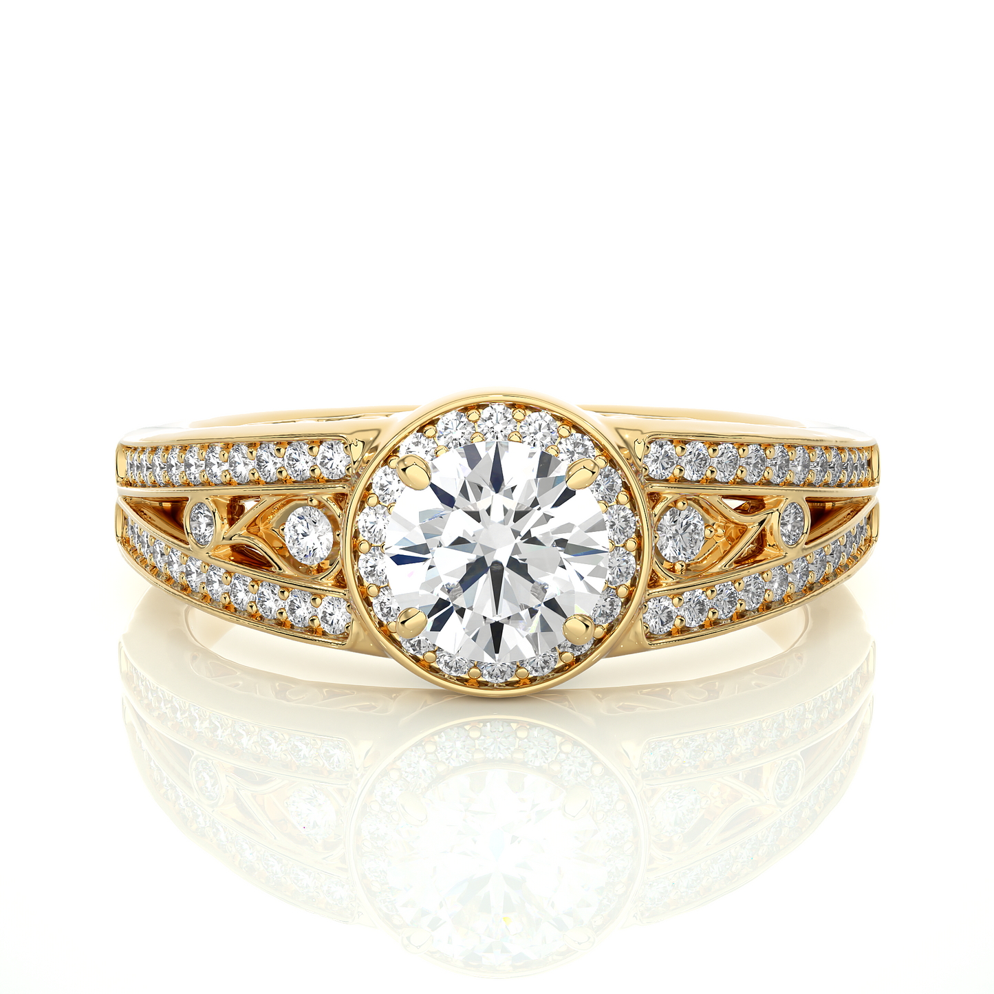 1.0 Ct Round Cut E-VS Lab Grown Diamond Gold Engagement Ring/Wedding Ring/E Color/VS Clarity/1 Ct Diamond Ring/CVD Diamond Ring/Round Cut Diamond/Round Diamond Side Stone/Prong Set/Pave Set/Halo Set/10k Gold/14k Gold/18k Gold/Yellow Gold/White Gold/Rose Gold/Anniversary Gift