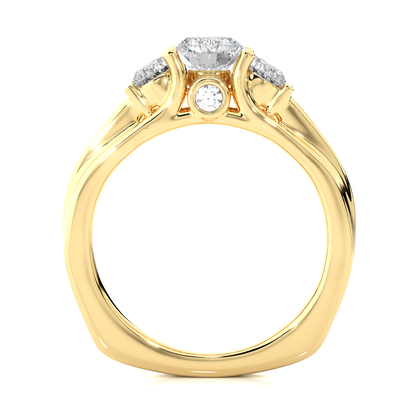 1.22 Ct Round Cut E-VS2 Lab Grown Diamond Three Stone Engagement Ring/Wedding Ring/E Color/VS Clarity/1 Ct Diamond Ring/CVD Diamond Ring/Round Cut Diamond/Round Diamond Side Stone/Prong Set/Three Stone Set/Pave Set/10k Gold/14k Gold/18k Gold/Yellow Gold/White Gold/Rose Gold/Anniversary Gift