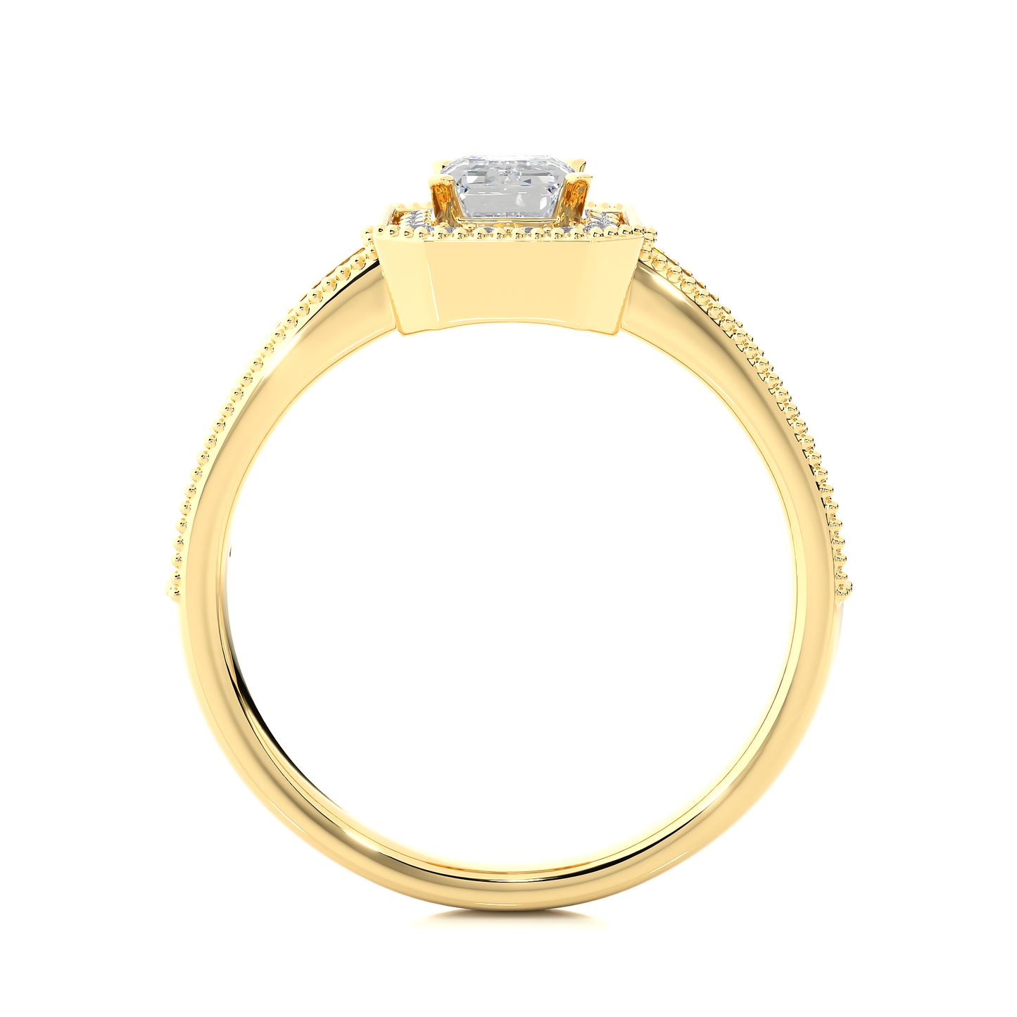 1.22 Ct Emerald Cut F-VS1 Lab Grown Diamond Halo Engagement Ring/Wedding Ring/F Color/VS Clarity/1 Ct Diamond Ring/CVD Diamond Ring/Emerald Cut Diamond/Round Diamond Side Stone/Prong Set/Pave Set/Halo Set/10k Gold/14k Gold/18k Gold/Yellow Gold/White Gold/Rose Gold/Anniversary Gift